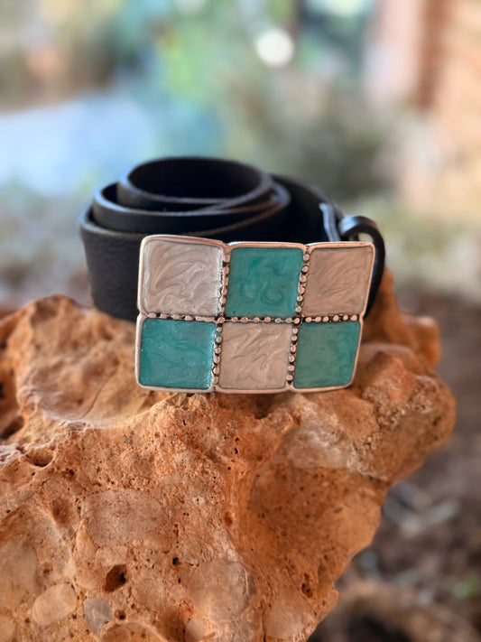 CINTURÓN BARCELONA DE CUADROS MULTICOLOR