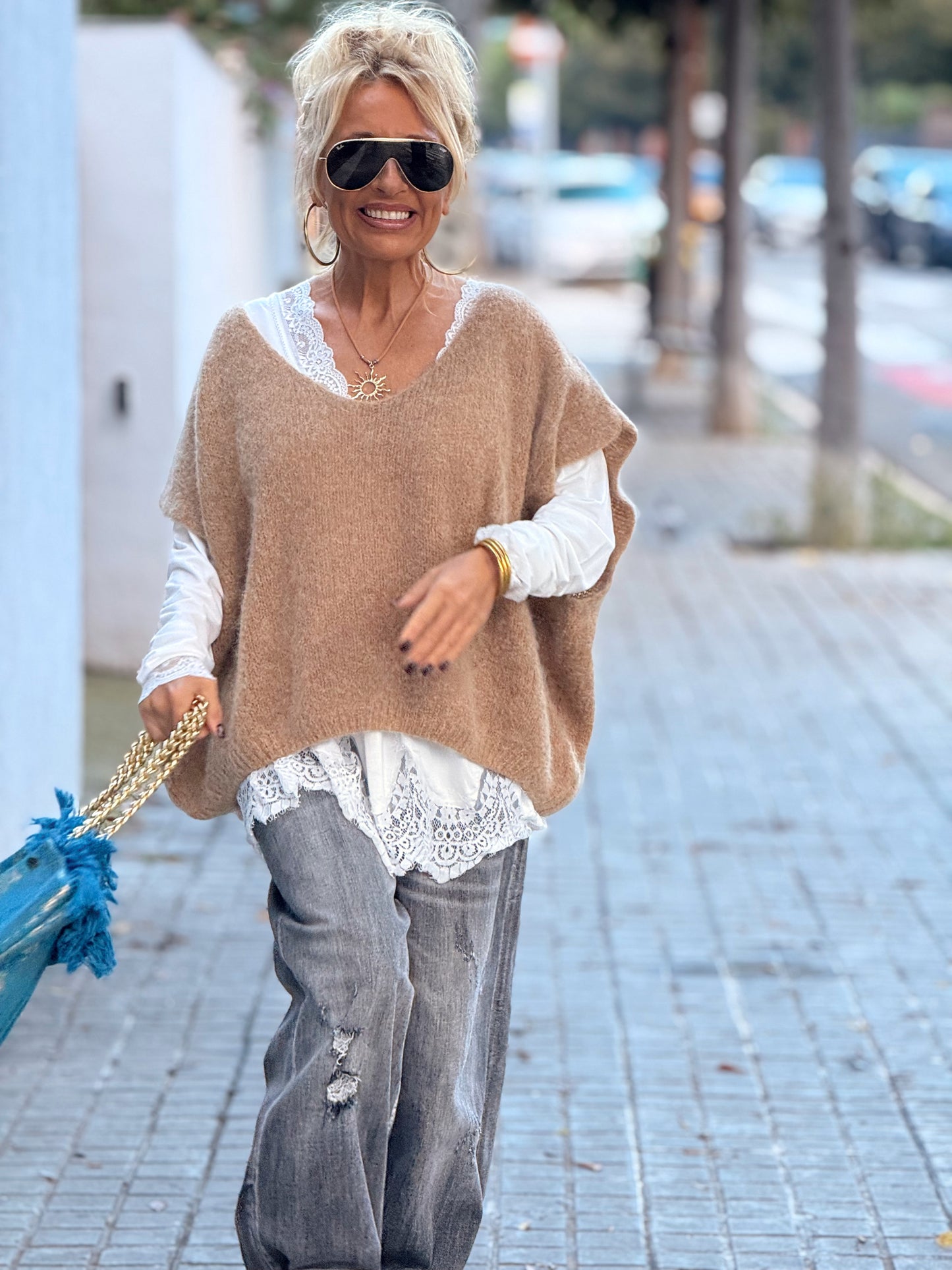 JERSEY-CHALECO DE PUNTO SUPER OVERSIZE LUANA MULTICOLOR