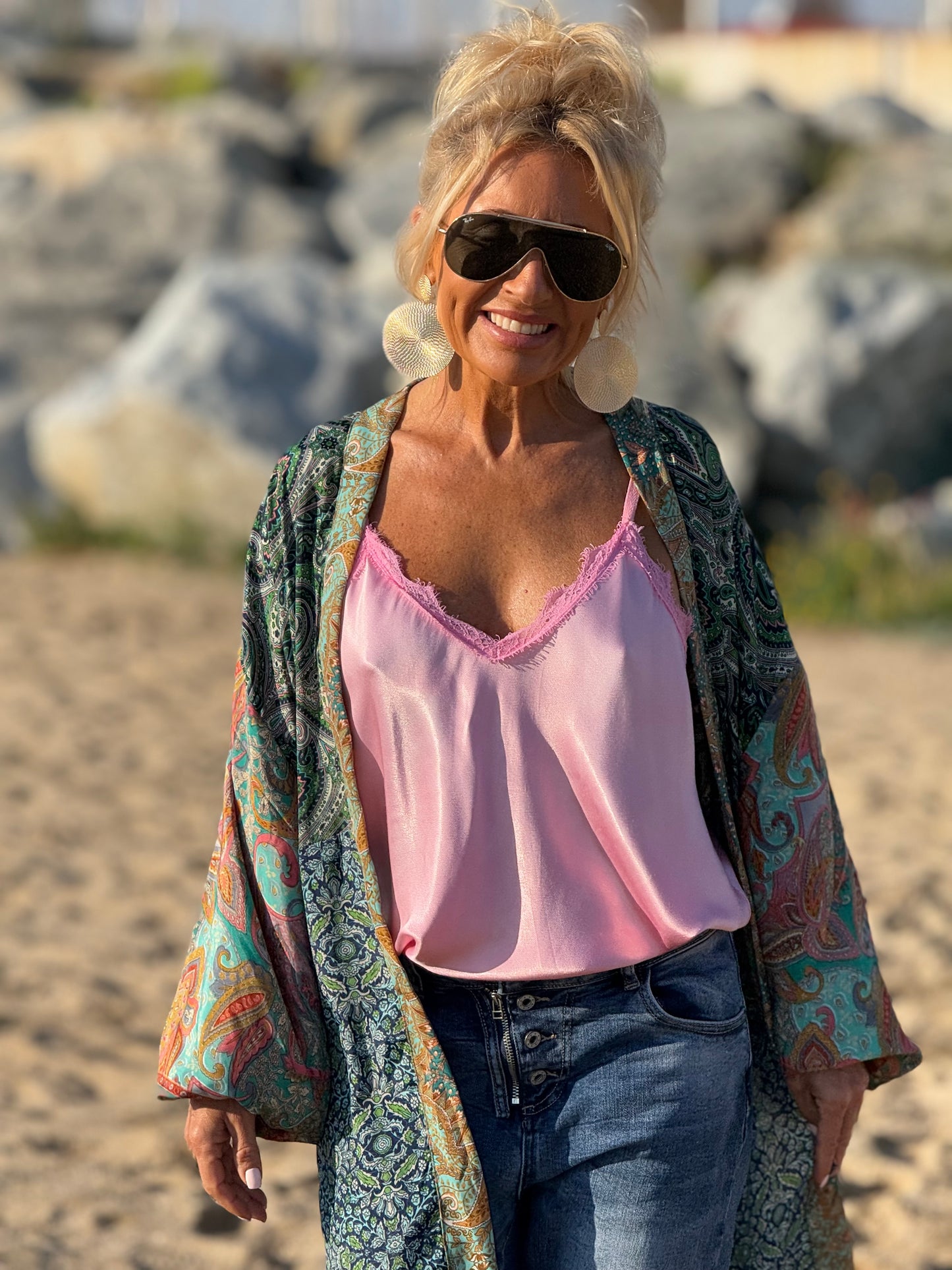 KIMONO ESTAMPADO MANGA ELASTICA MULTICOLOR