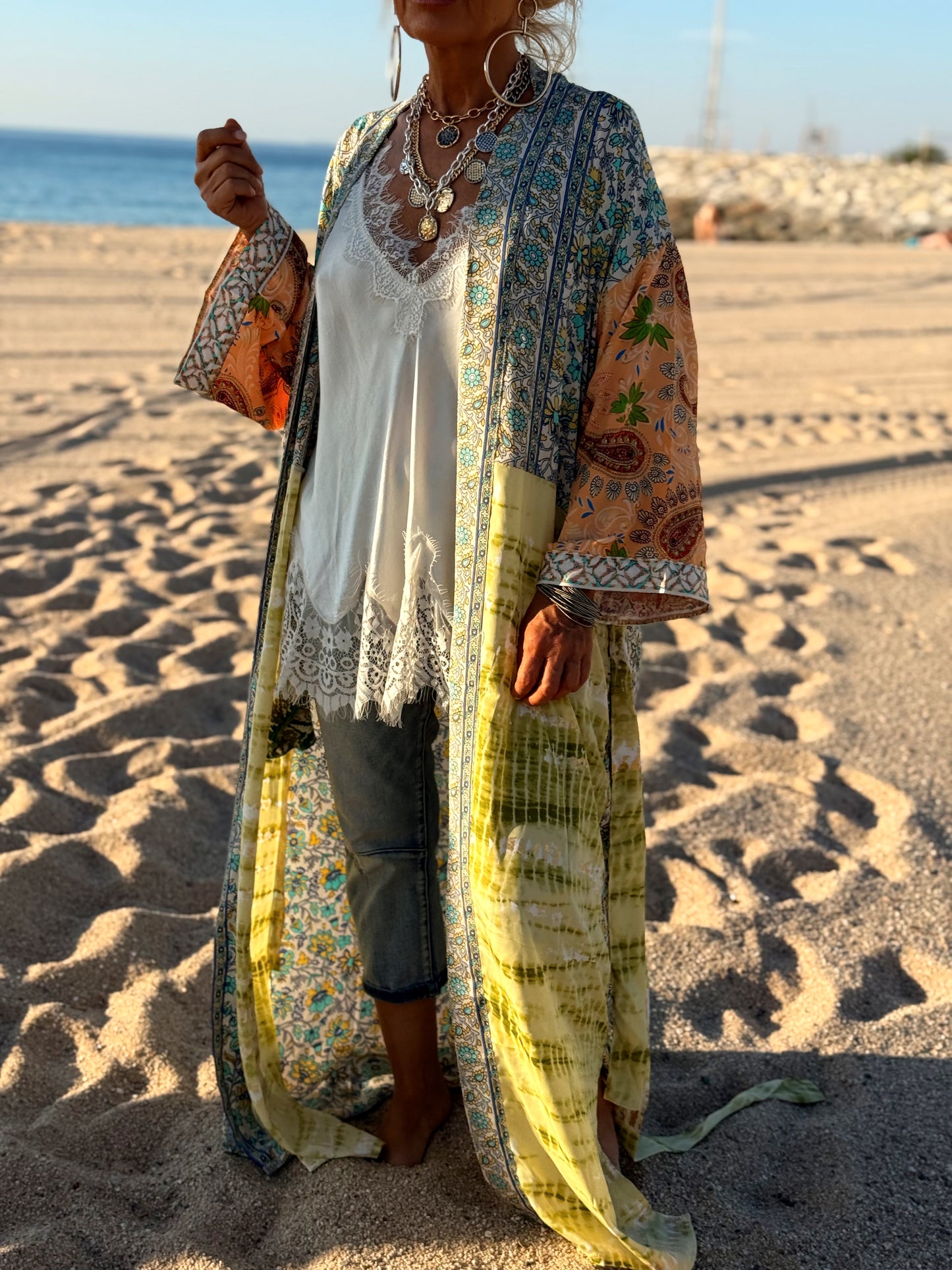 KIMONO ESTAMPADO MANGA 3/4 MULTICOLOR