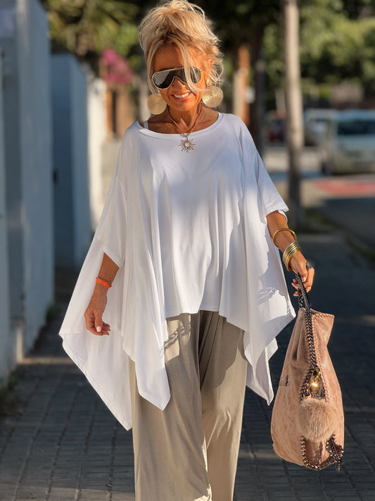 CONJUNTO OVERSIZE PANTALÓN-TÚNICA JADE TOPO-BLANCO