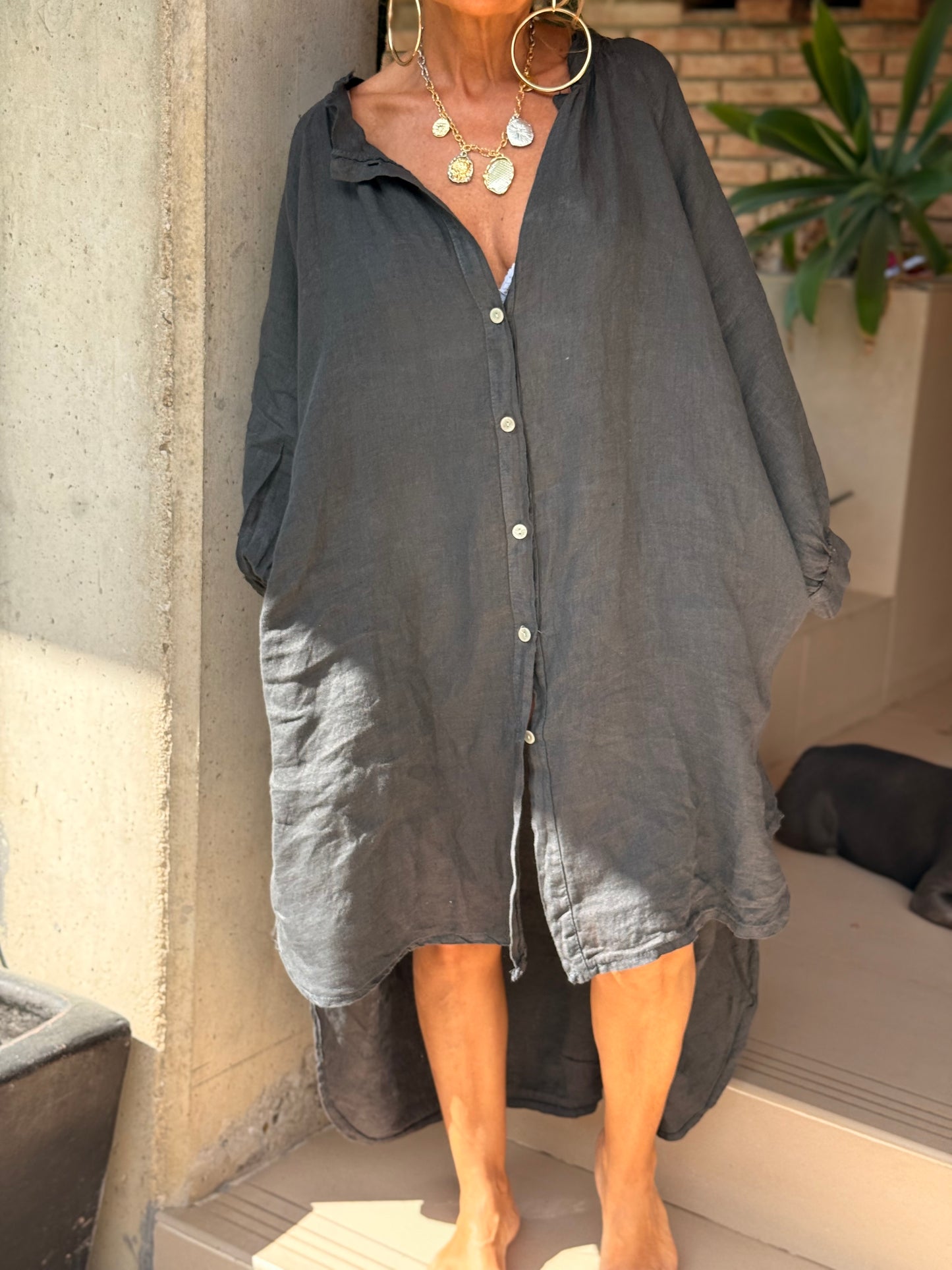 VESTIDO-TÚNICA SUPER OVERSIZE LINO NINA MULTICOLOR