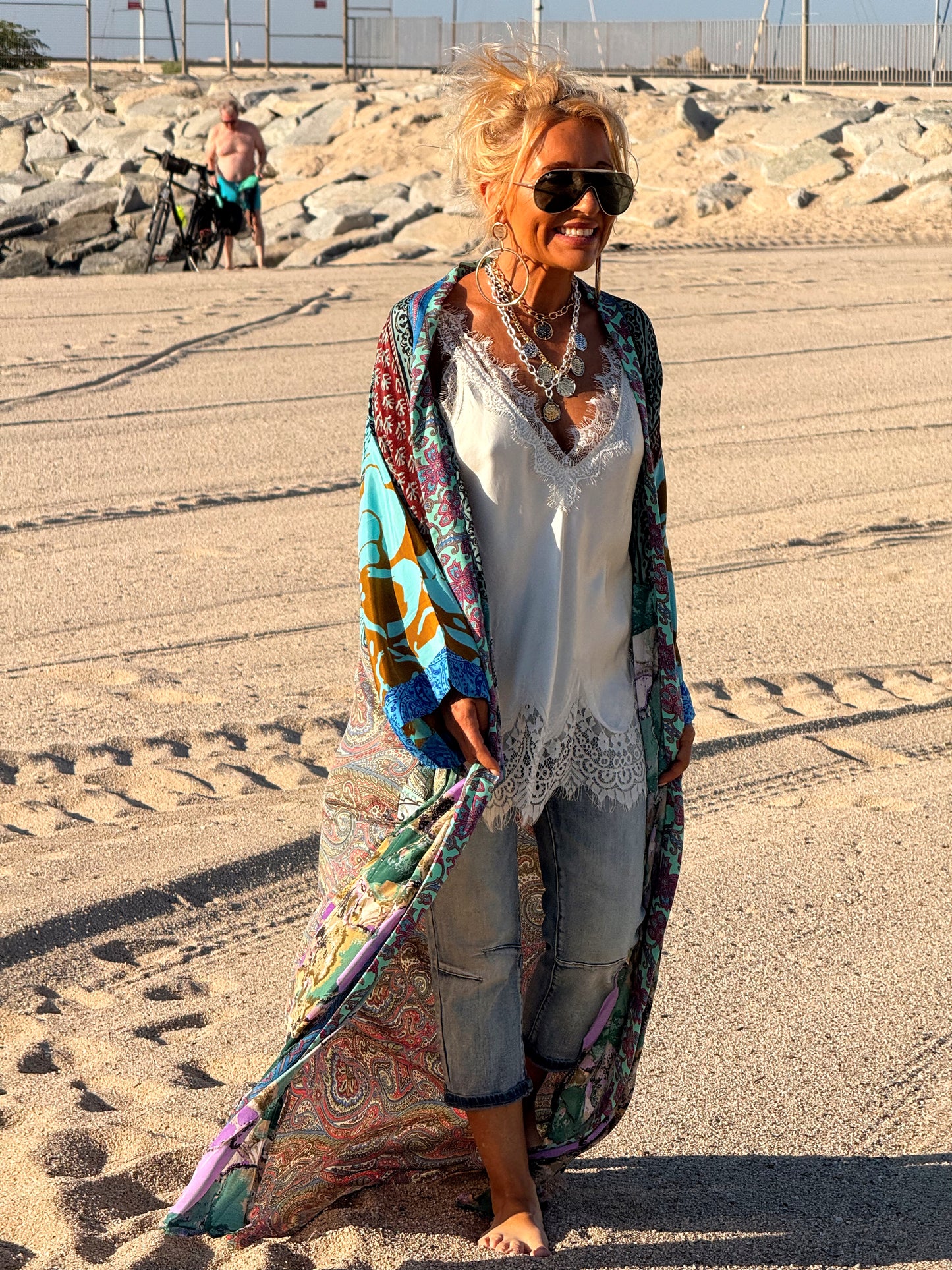 KIMONO ESTAMPADO MANGA 3/4 MULTICOLOR