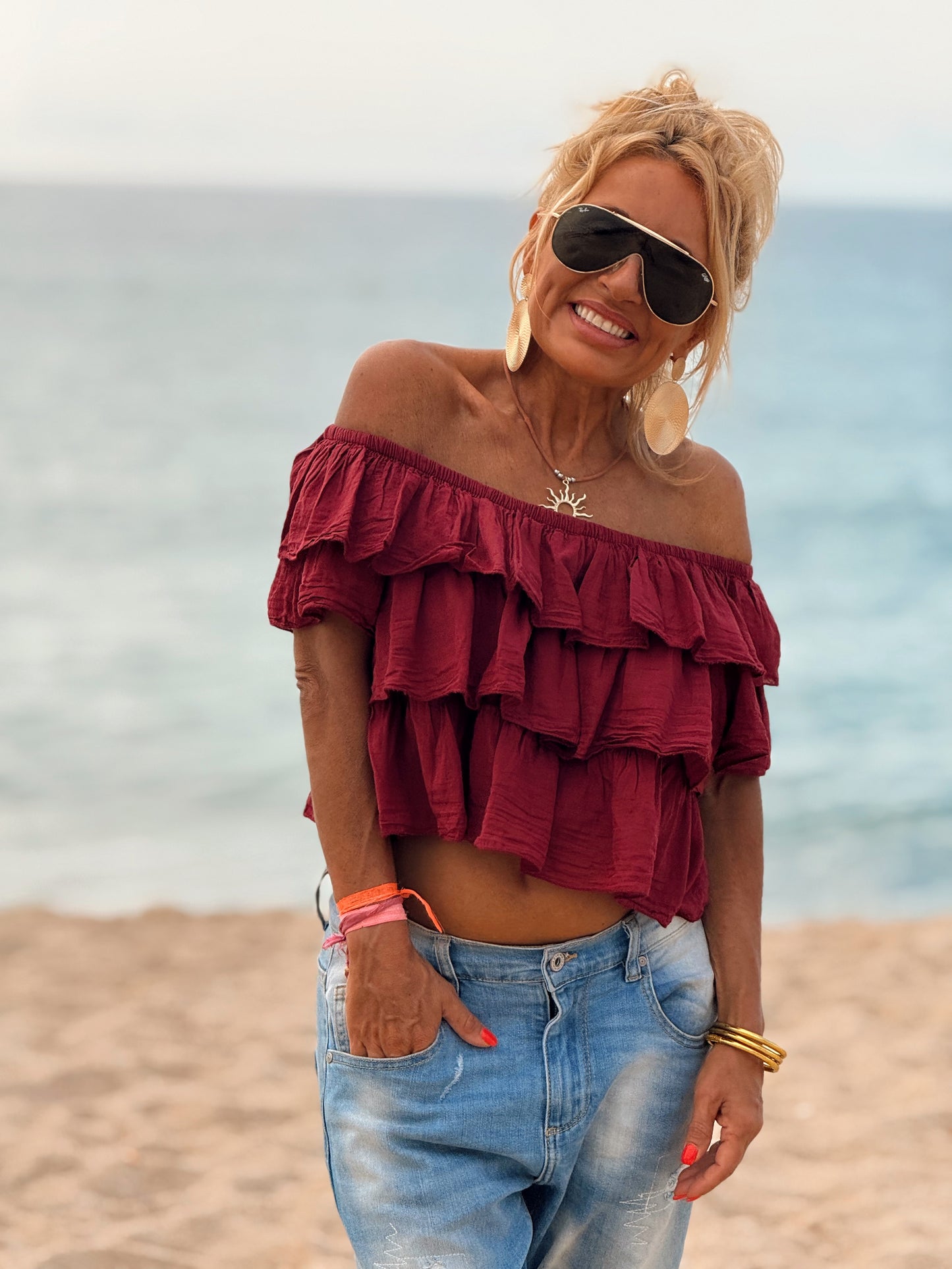 BLUSA VOLANTES CROP-TOP MULTICOLOR