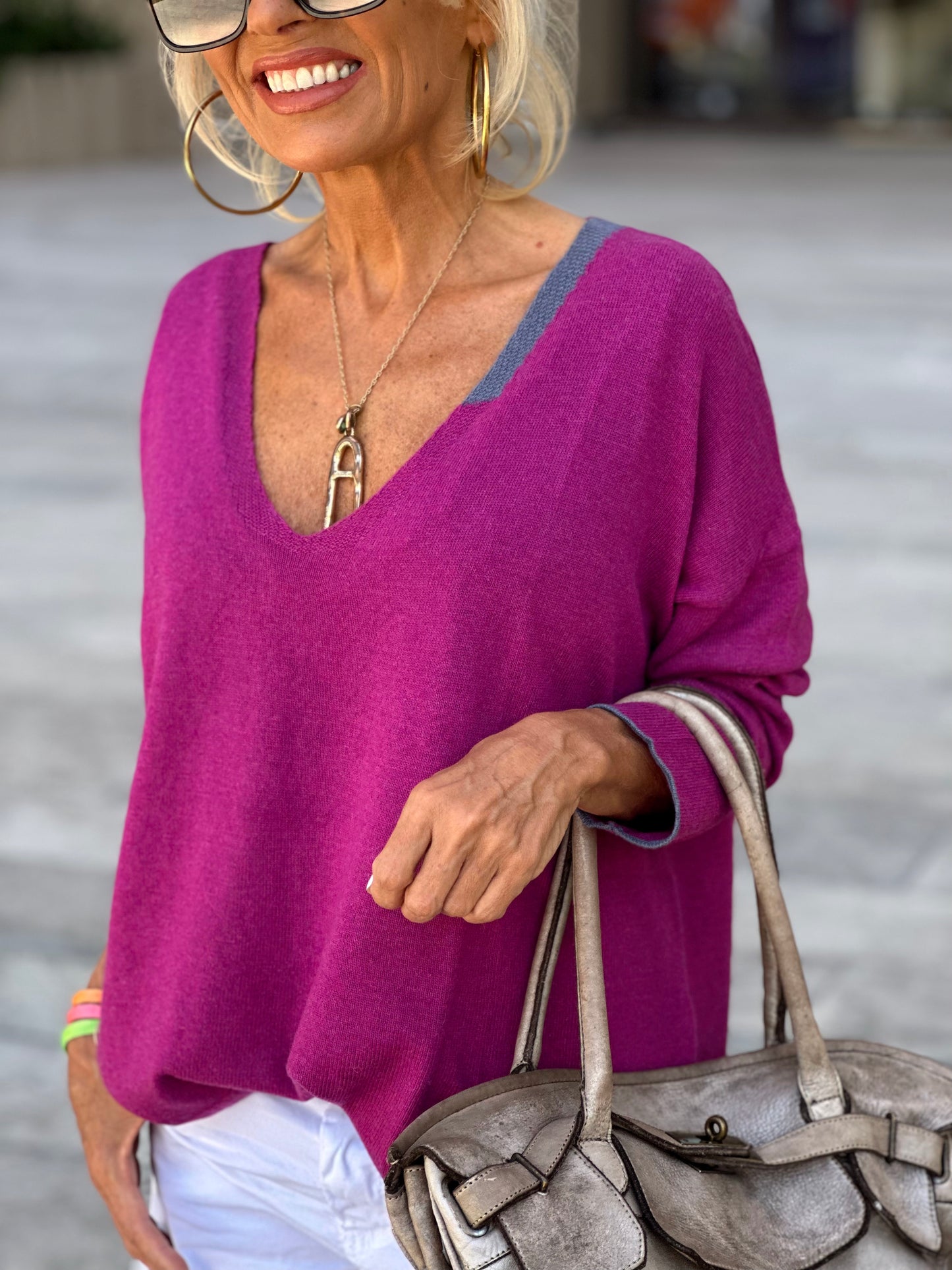 JERSEY DE PUNTO CALY FUCSIA