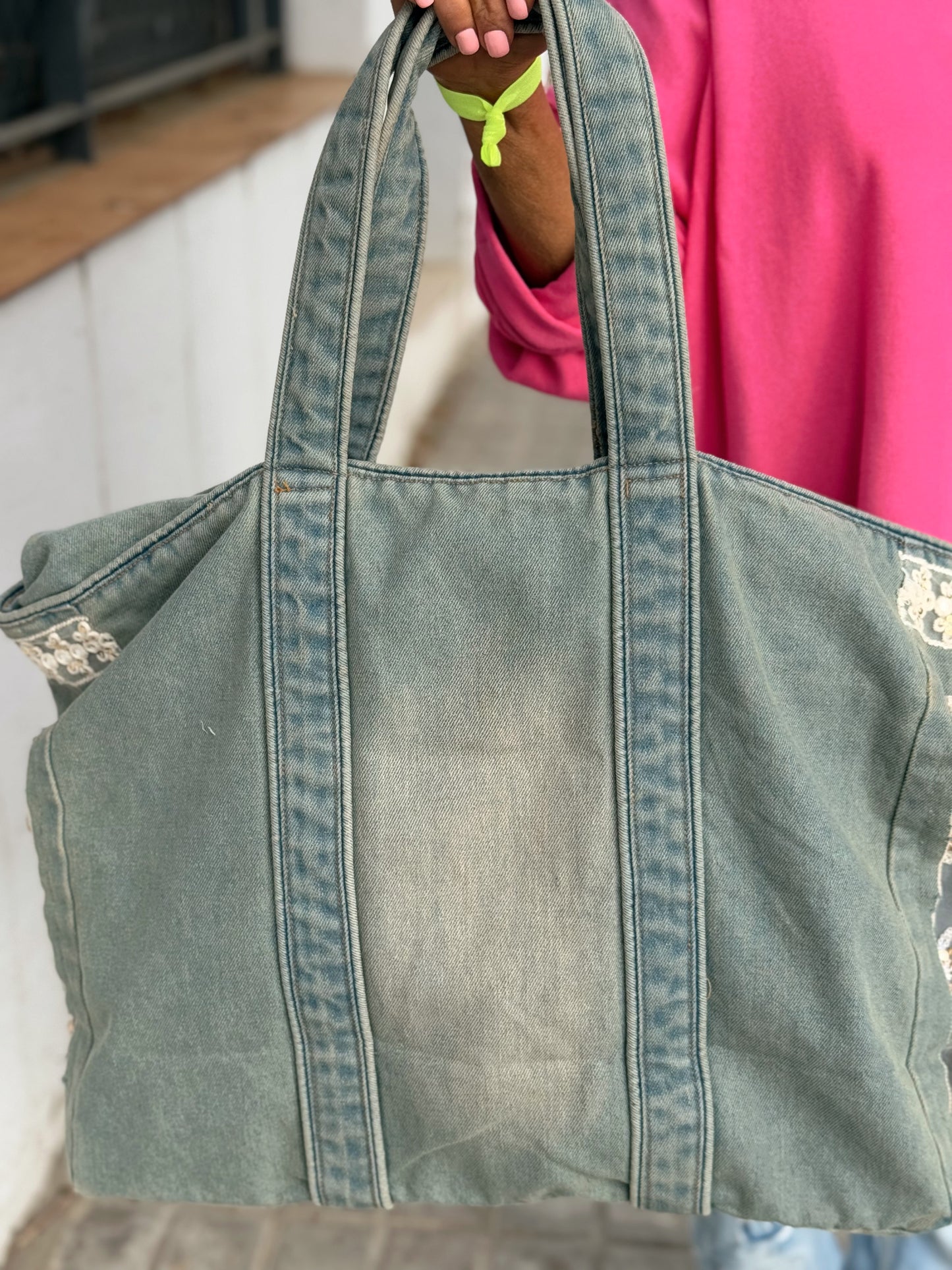 BOLSO XL BOHO TEJANO-BLANCO