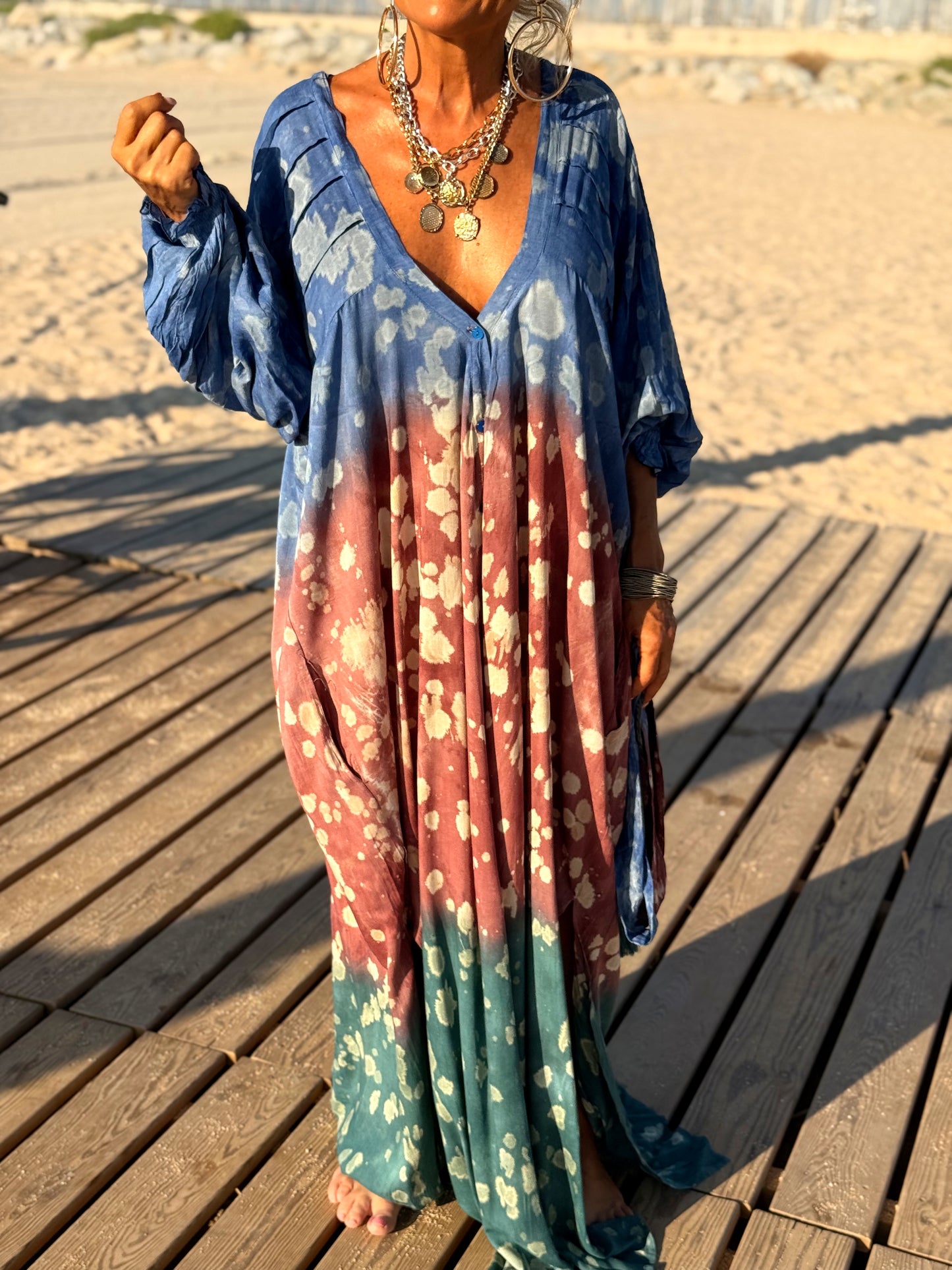 VESTIDO KAFTAN SUPER OVERSIZE MULTICOLOR