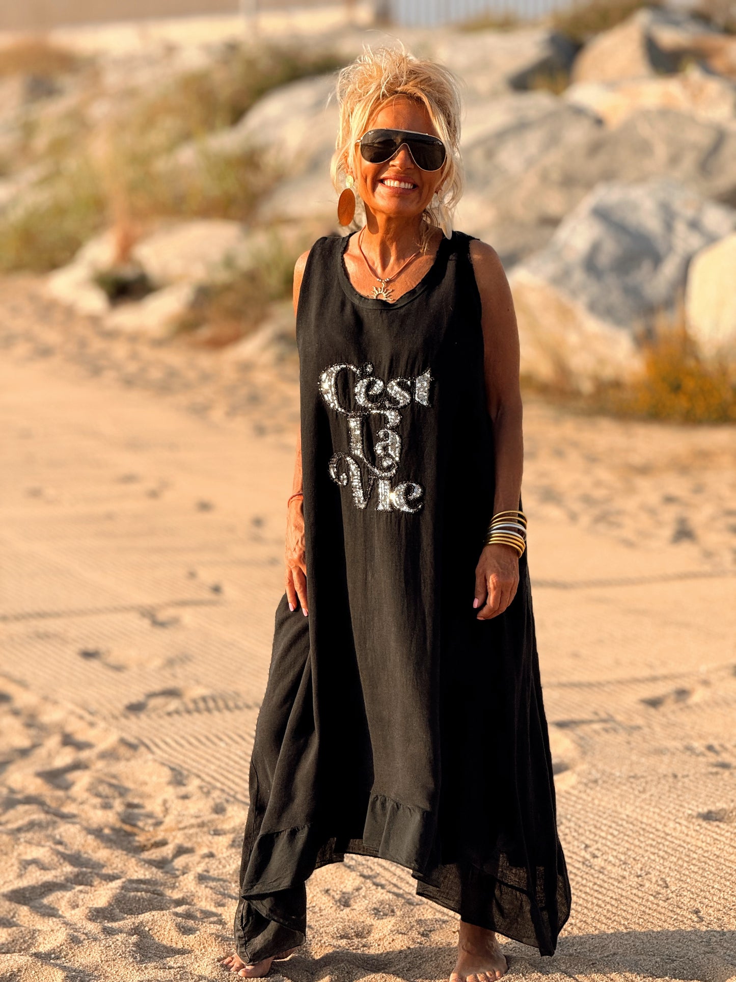 VESTIDO OVERSIZE C’EST LA VIE MULTICOLOR