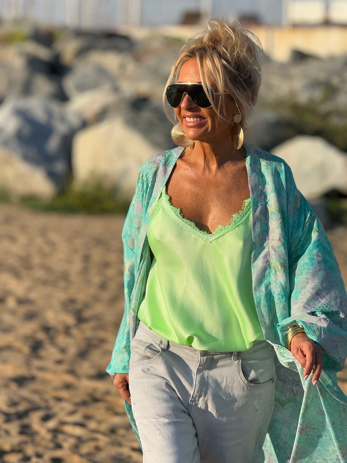 KIMONO ESTAMPADO MANGA ELASTICA MULTICOLOR