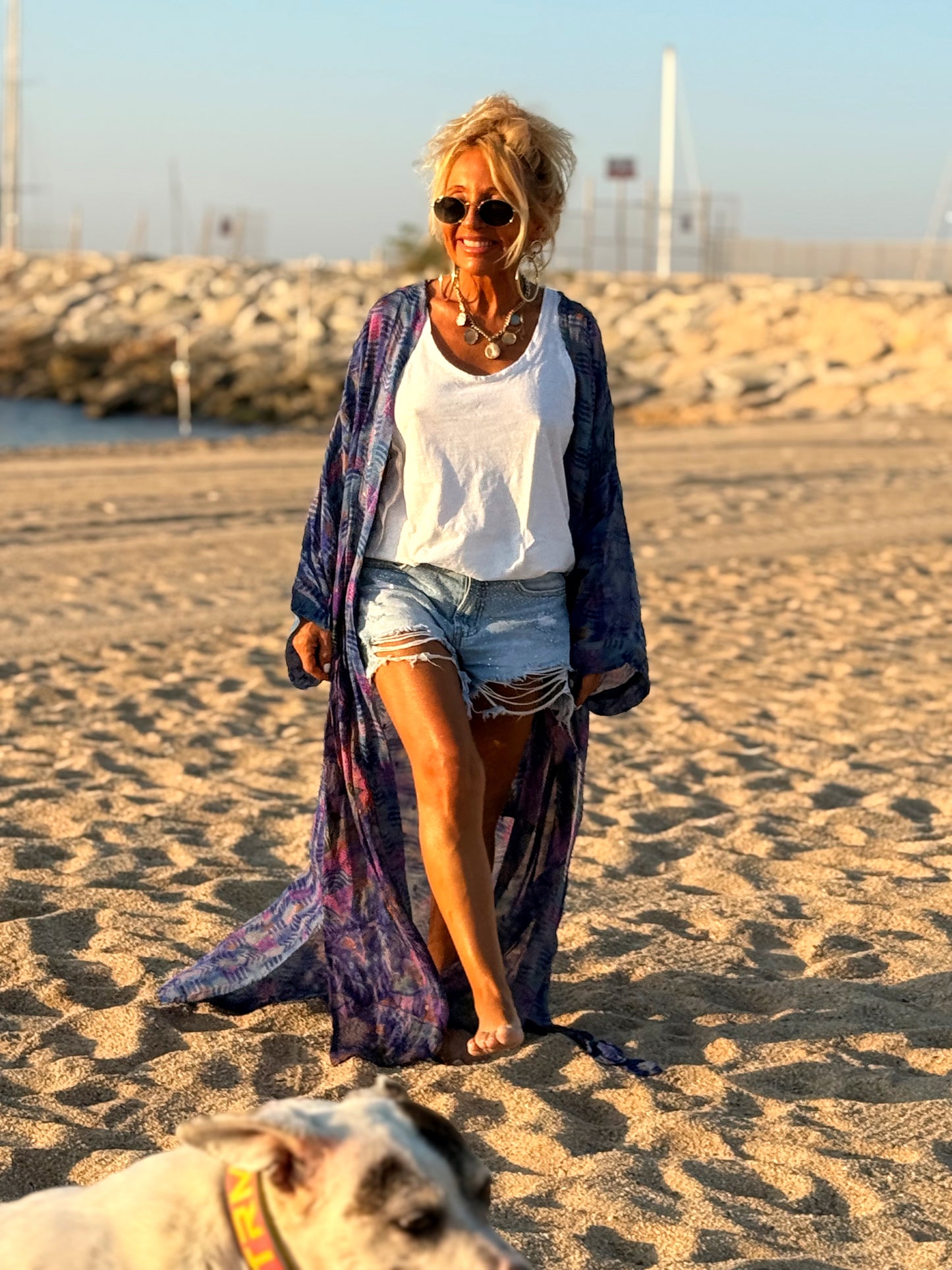 KIMONO ESTAMPADO MANGA LARGA CREPE DE SEDA MULTICOLOR