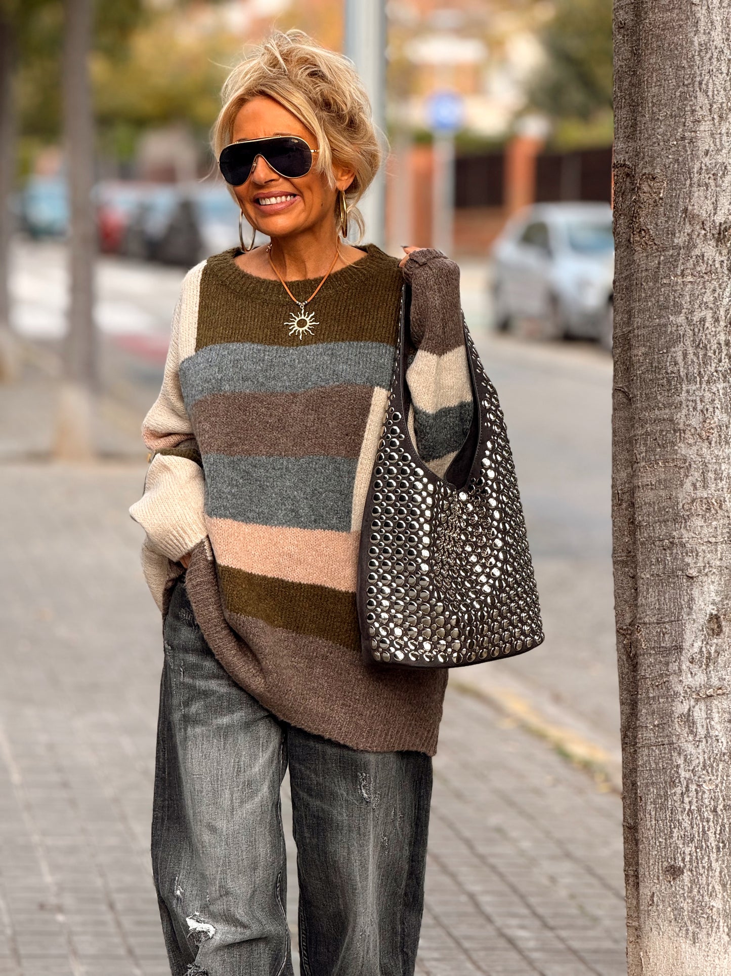 JERSEY OVERSIZE CUADROS KAKI