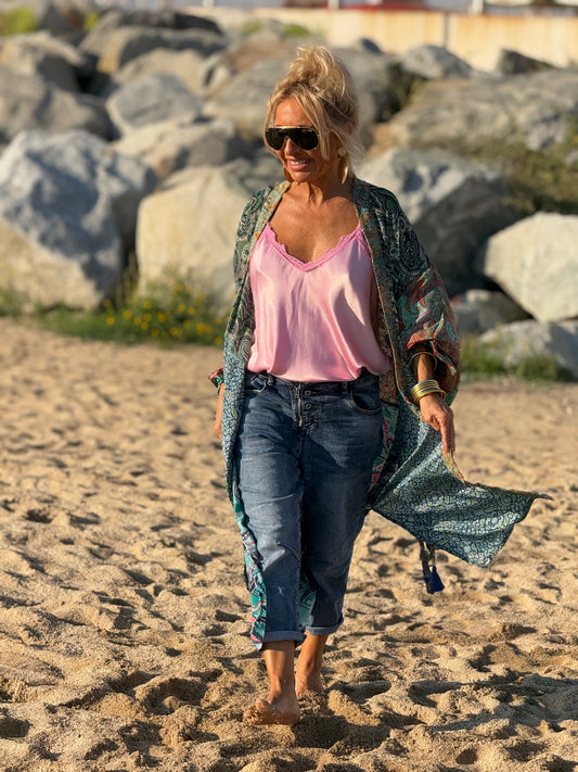 KIMONO ESTAMPADO MANGA ELASTICA MULTICOLOR