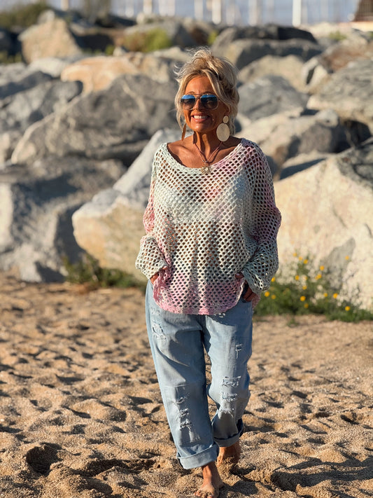 JERSEY AGUJEROS OVERSIZE TYE&DYE MENTA-ROSA