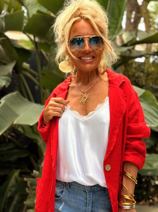 CHAQUETA LINO CHARLY FRESA