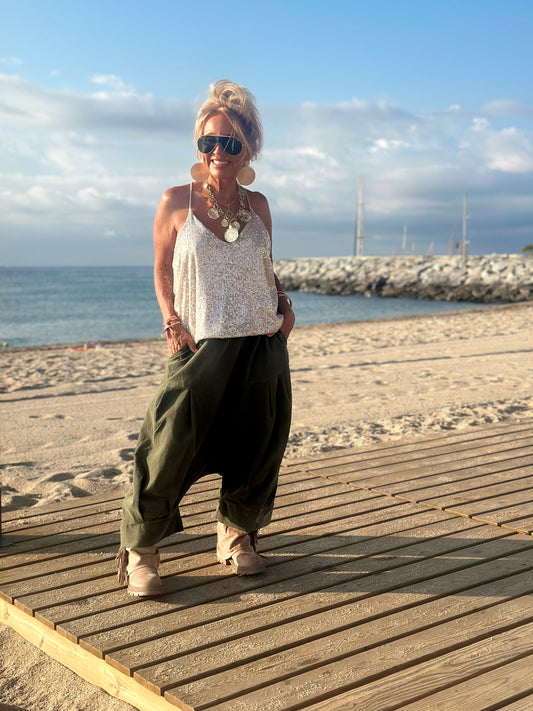 PANTALONES PANA CROPPED BAGGY OVERSIZE MULTICOLOR