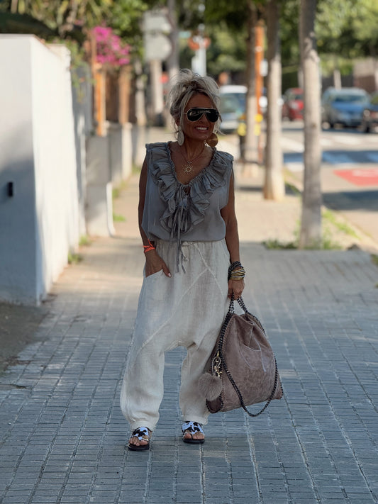 SANDALIAS VACA BLANCO-MARRÓN