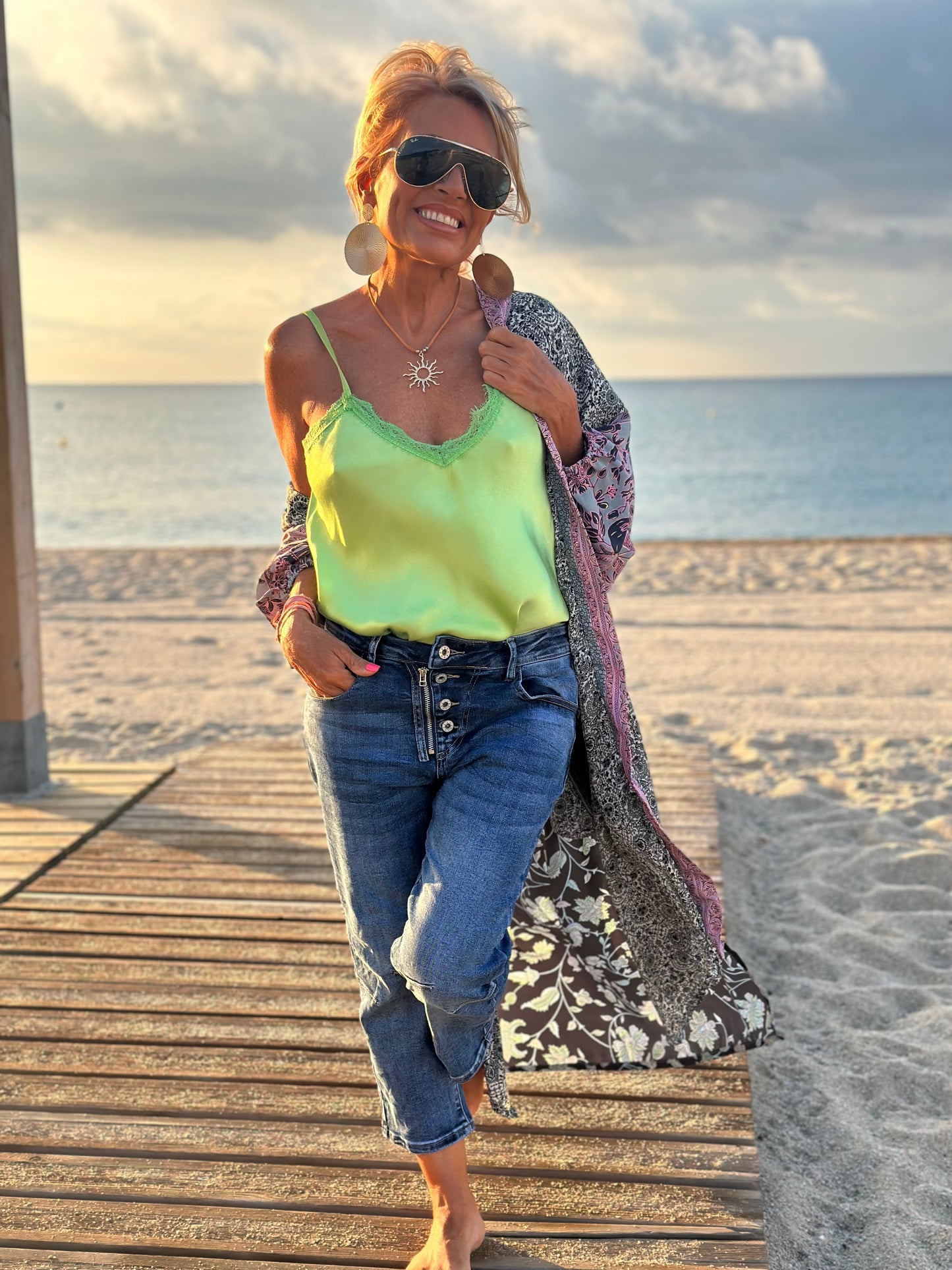 KIMONO ESTAMPADO MANGA ELÁSTICO MULTICOLOR