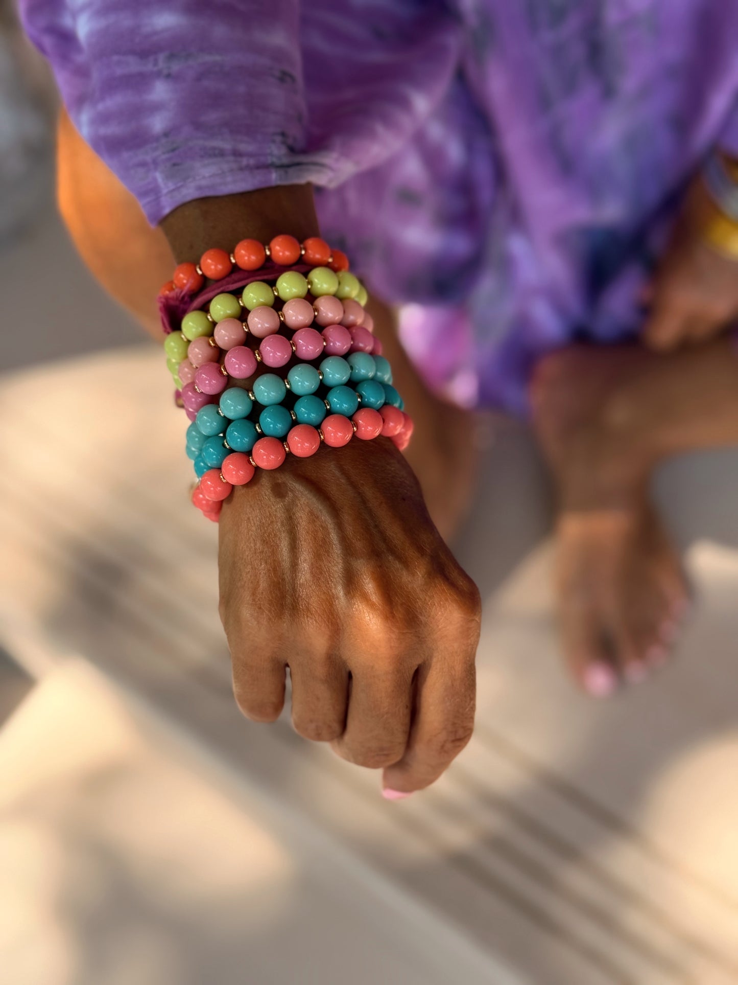 PULSERAS PERLAS MULTICOLOR