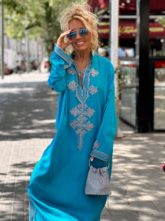 VESTIDO LONG JAD TURQUESA