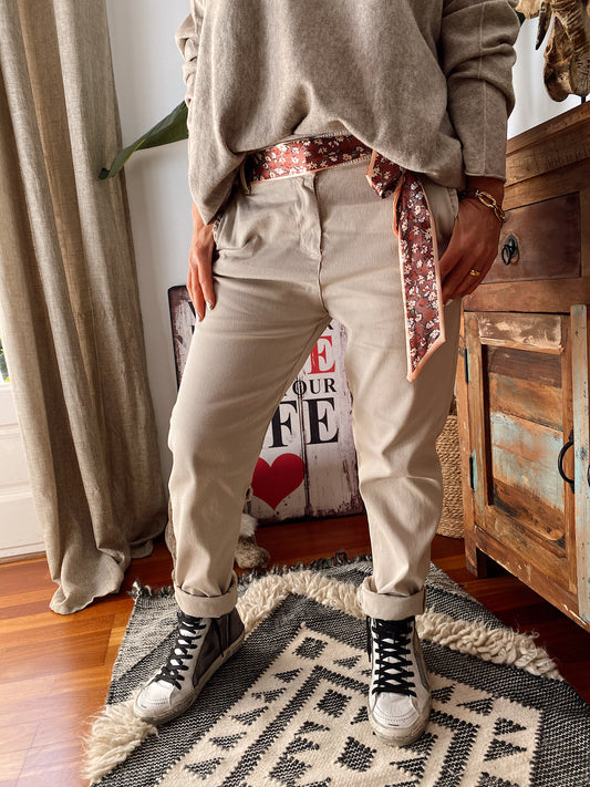 PANTALON JESS BEIGE CON PAÑUELO