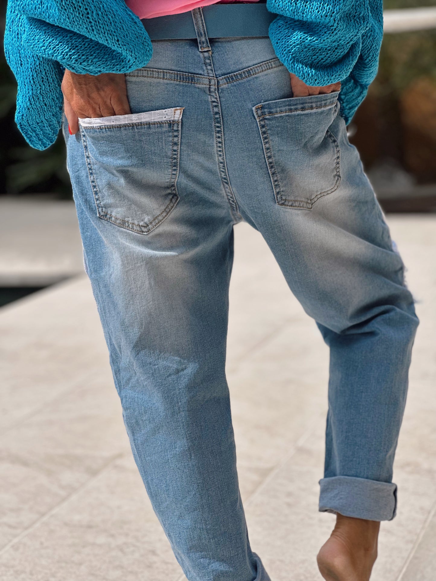 JEANS VAQUEROS DETALLES CROCHET TEJANO