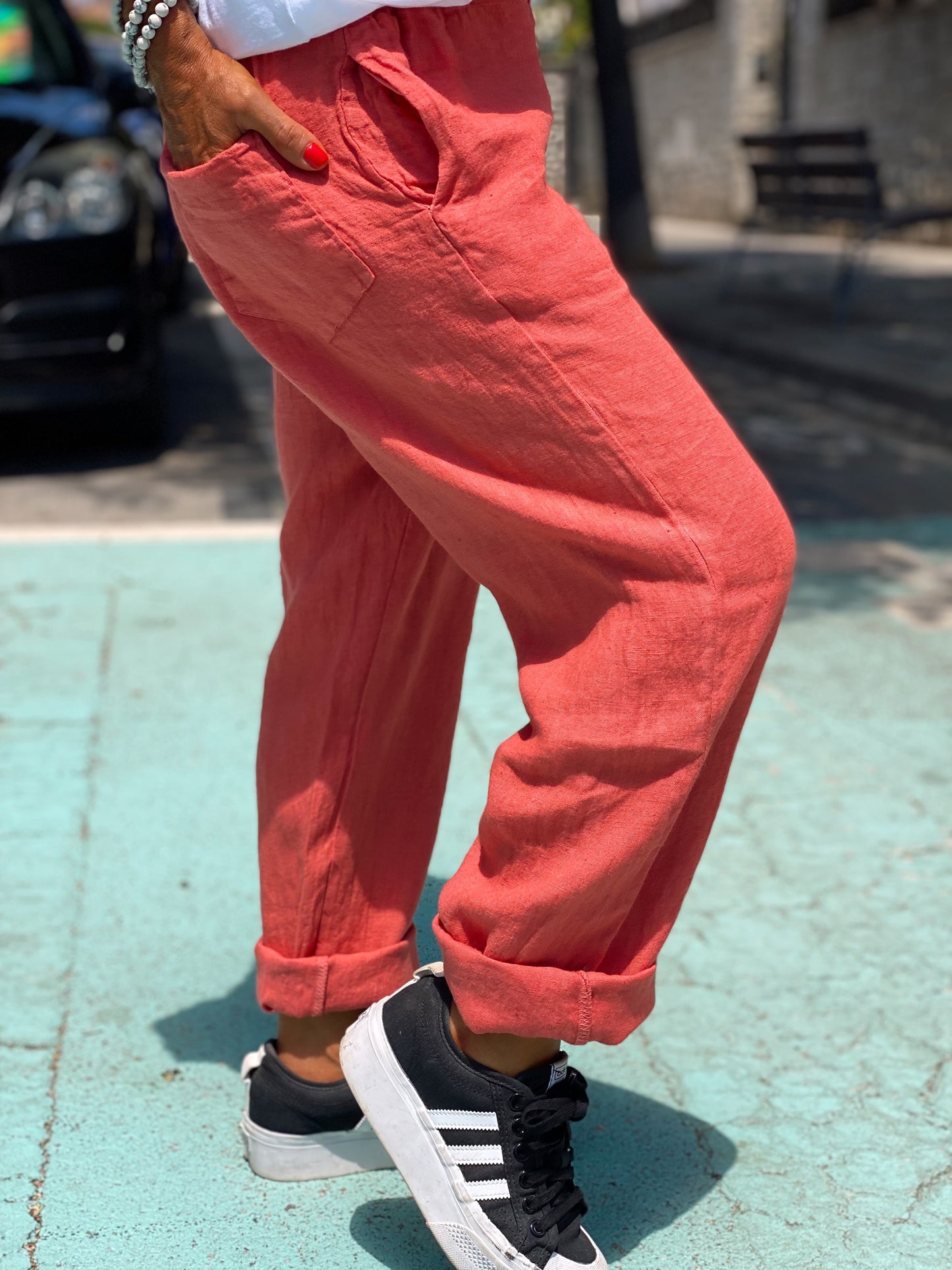 PANTALÓN LINO BOTONES MULTICOLOR