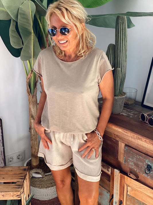 SHORT MACARENA LINO BEIGE