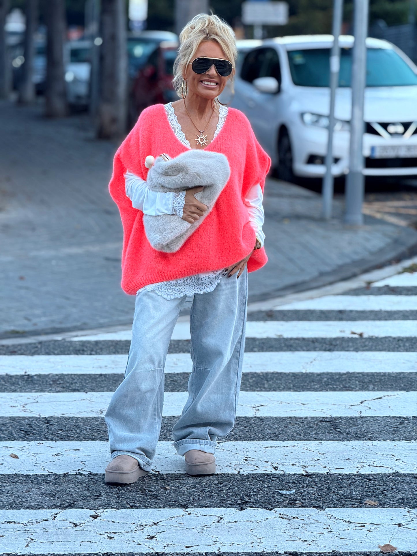 JERSEY-CHALECO DE PUNTO SUPER OVERSIZE LUANA MULTICOLOR