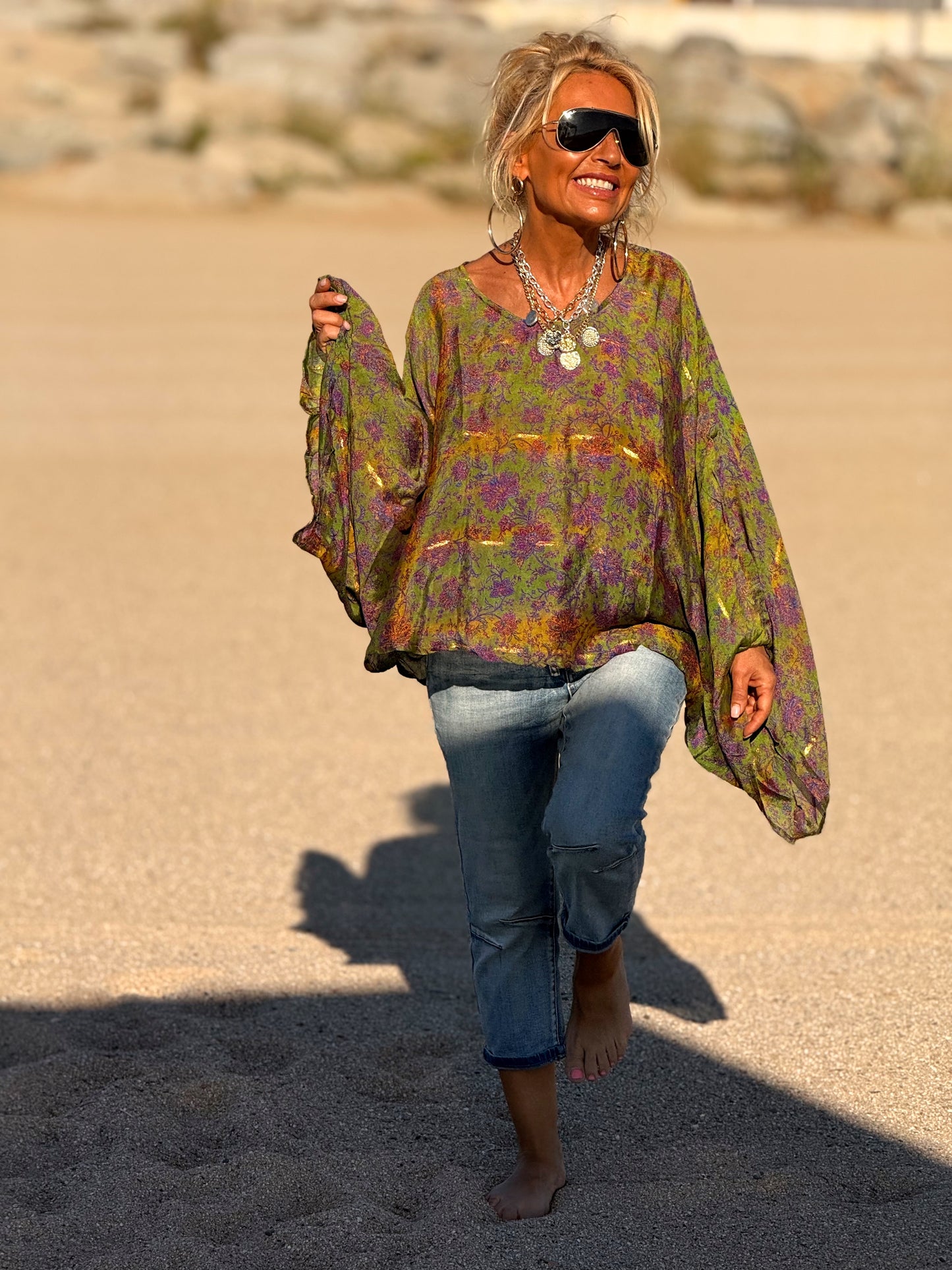 BLUSA-CAPA ESTAMPADO CREPE DE SEDA INDY MULTICOLOR