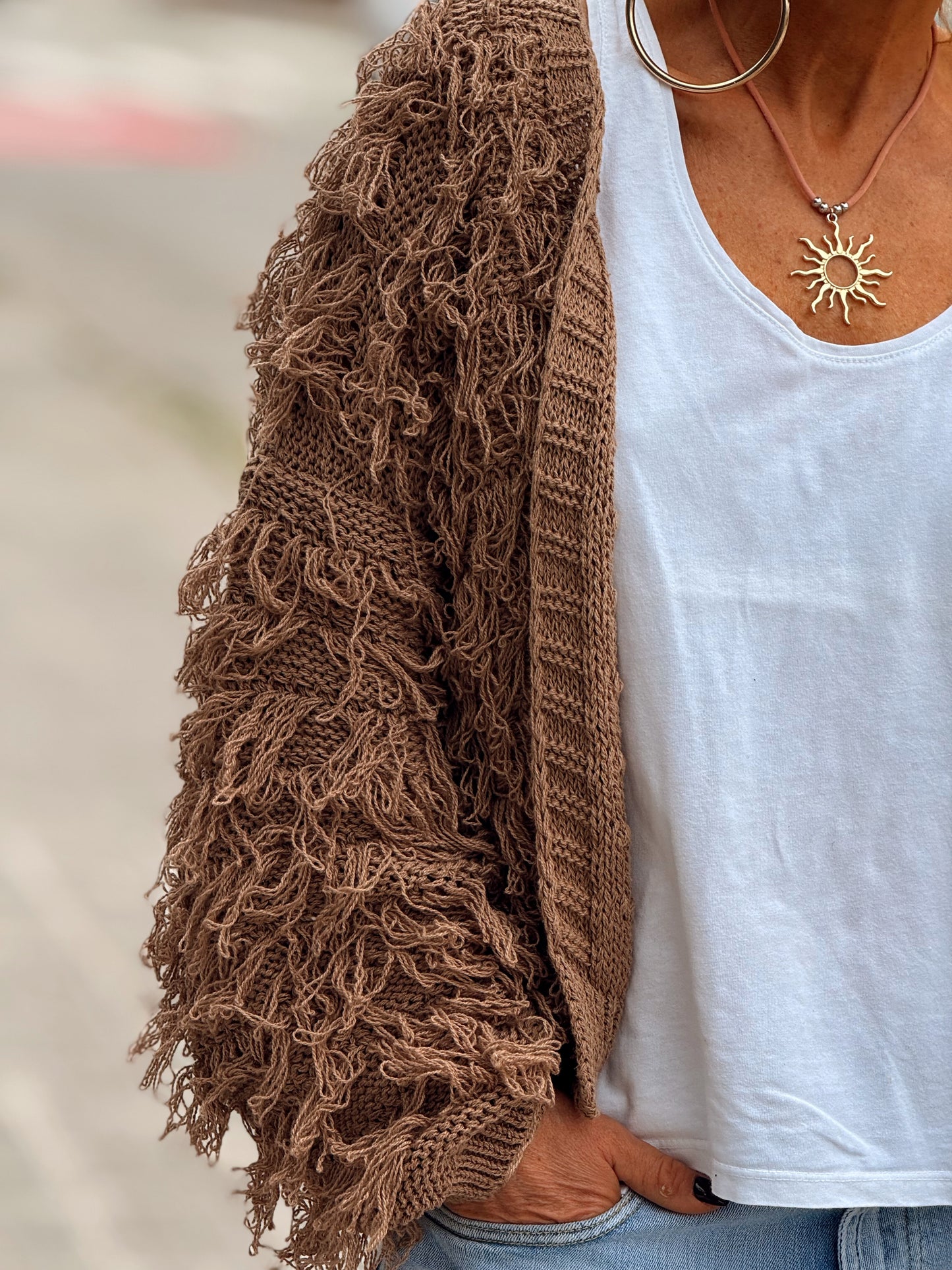 CARDIGAN CON FLECOS KEZIA MULTICOLOR
