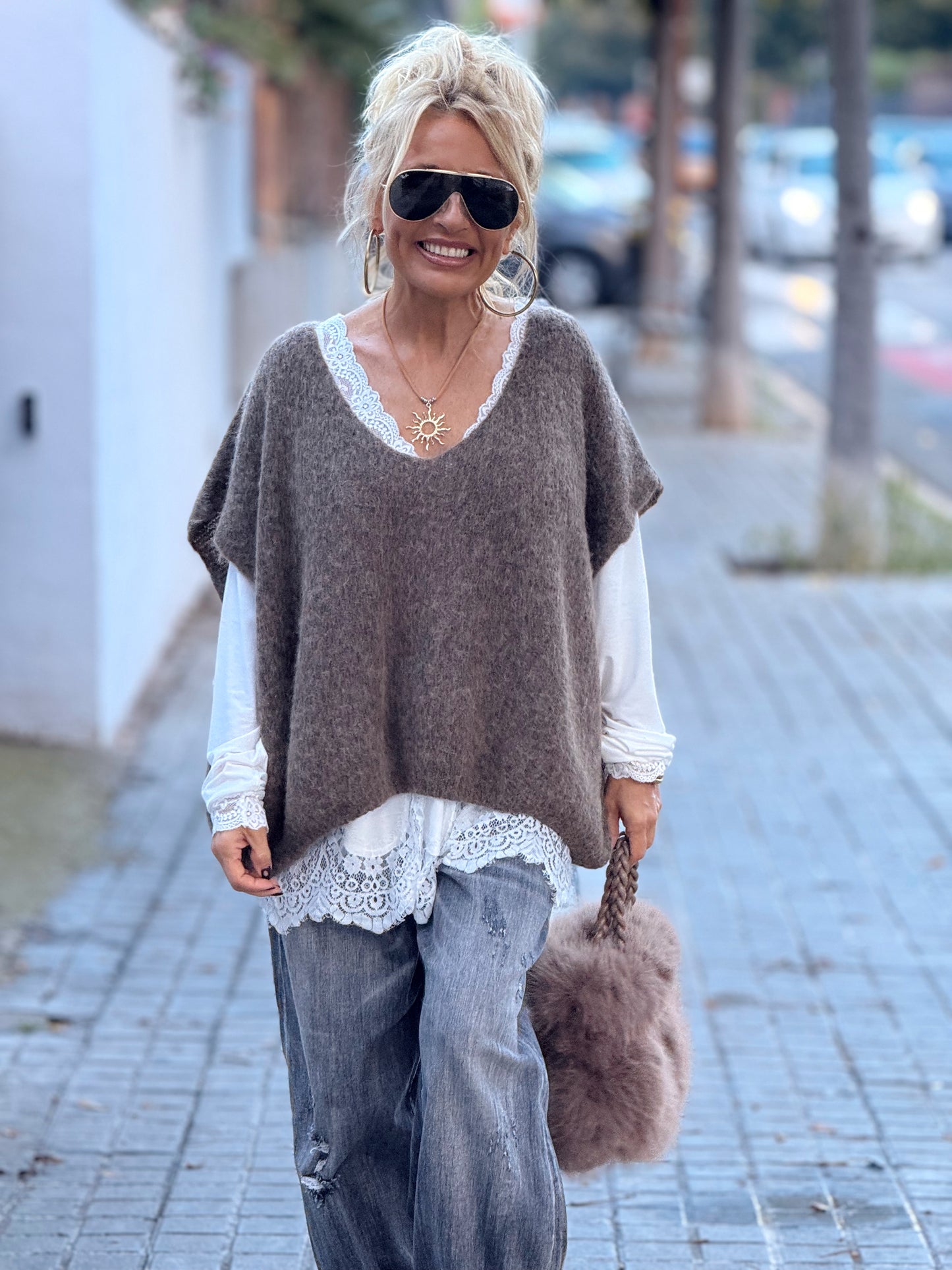 JERSEY-CHALECO DE PUNTO SUPER OVERSIZE LUANA MULTICOLOR