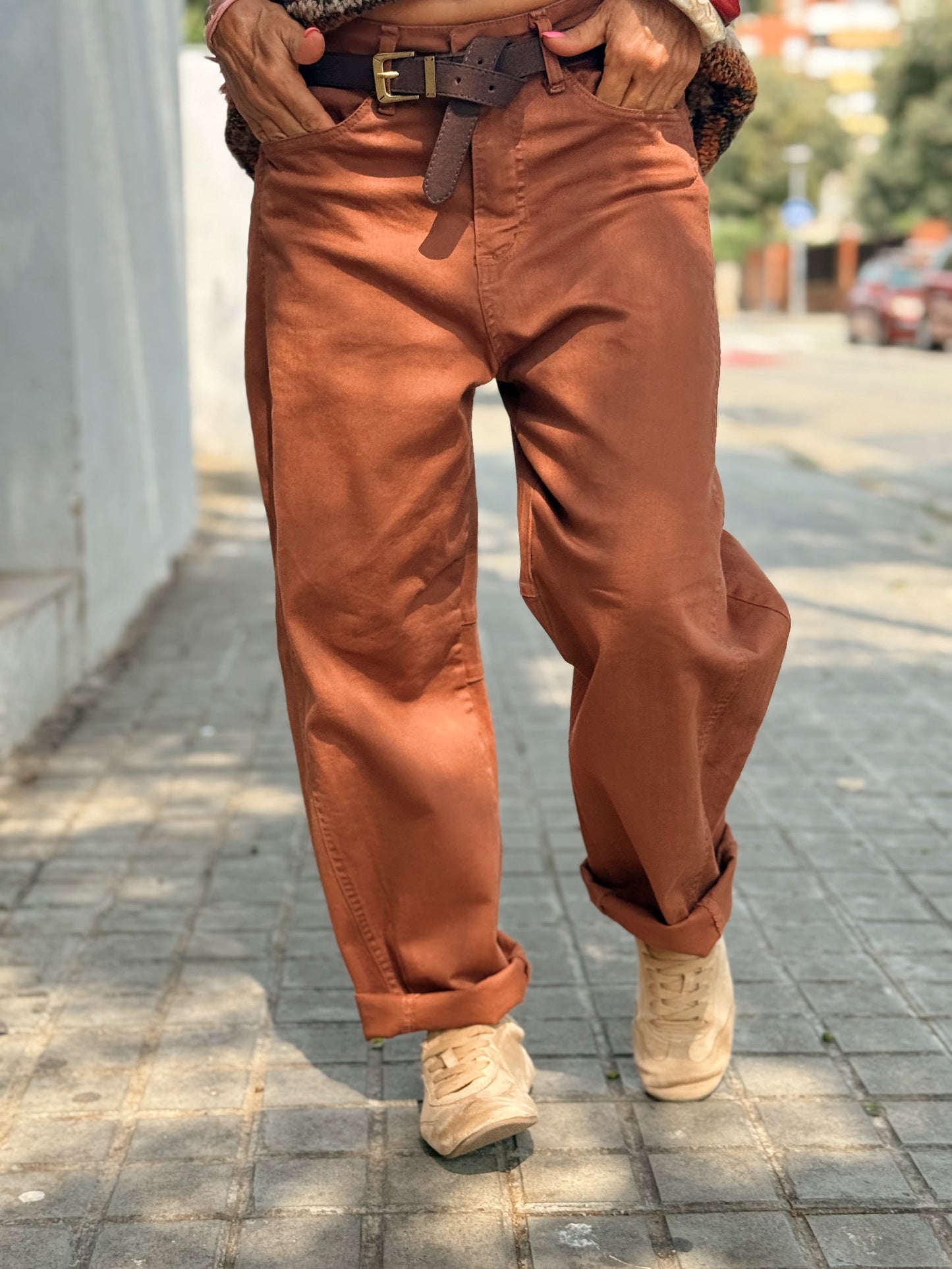 PANTALON CON CINTURÓN CAMILLE  MULTICOLOR