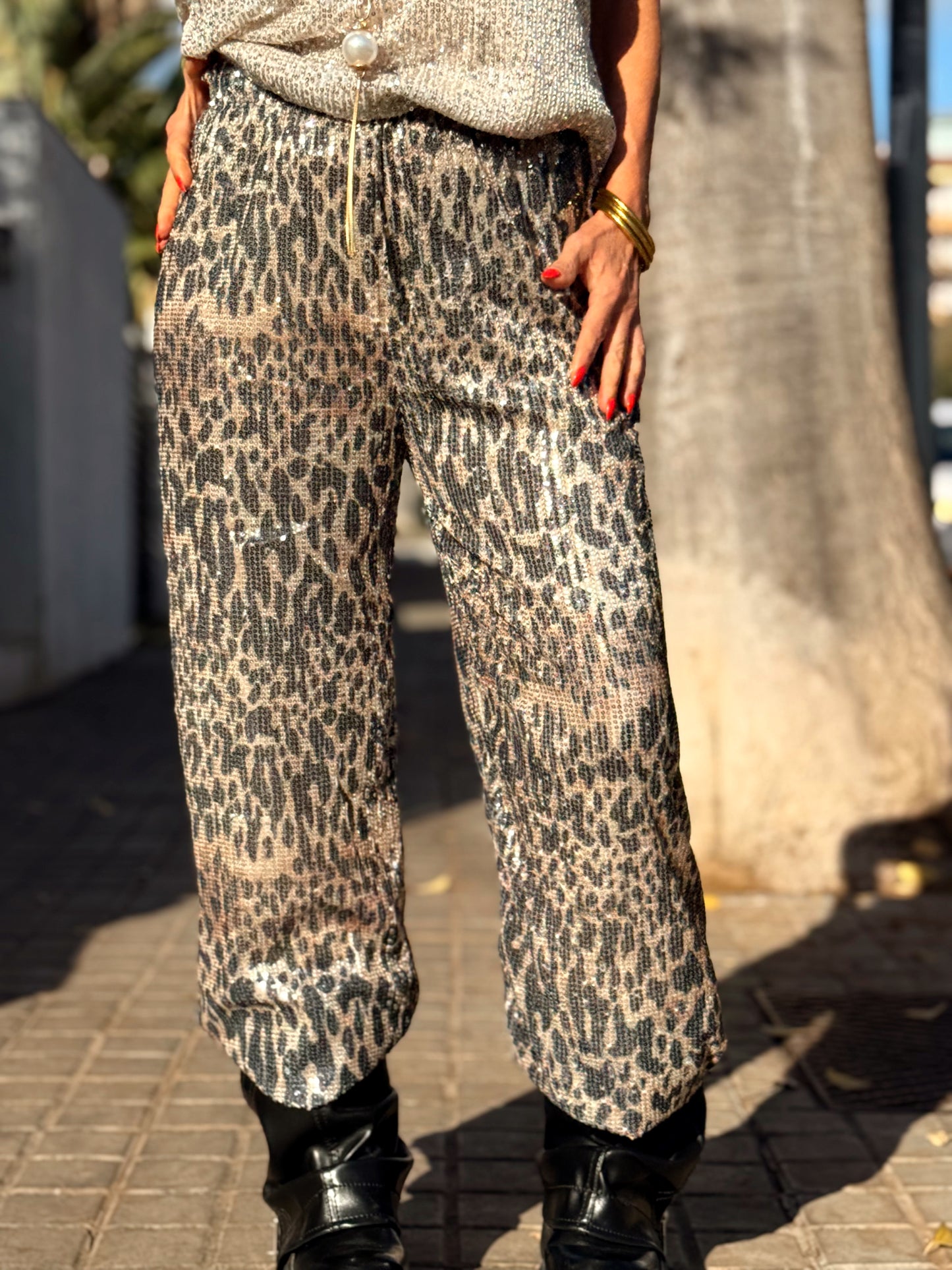 PANTALÓN LENTEJUELAS ANIMAL PRINT