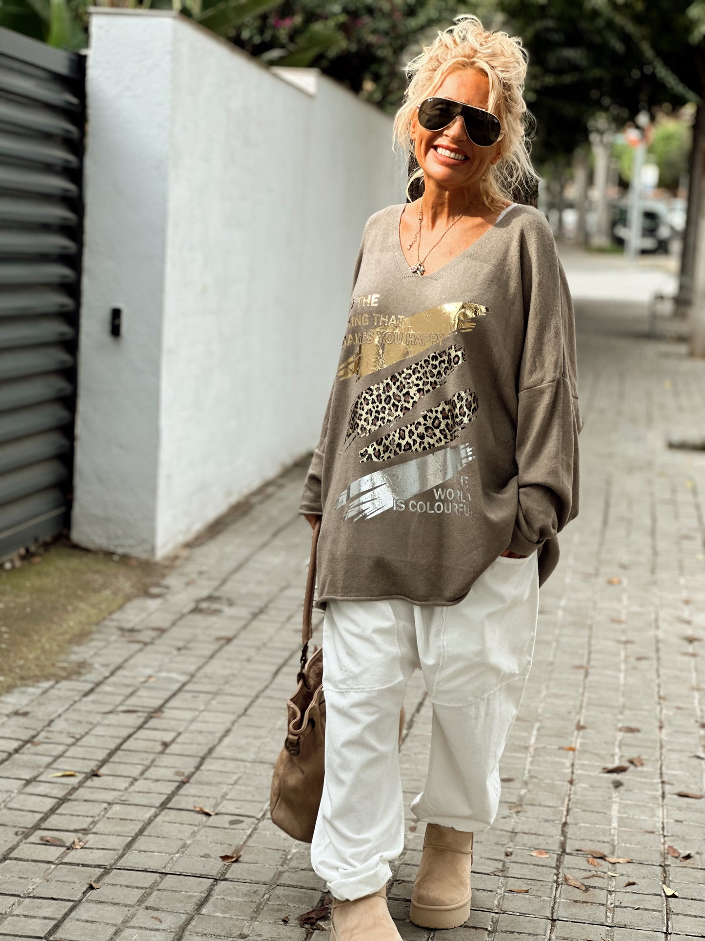 JERSEY DE PUNTO OVERSIZE ANIMAL PRINT TOPO