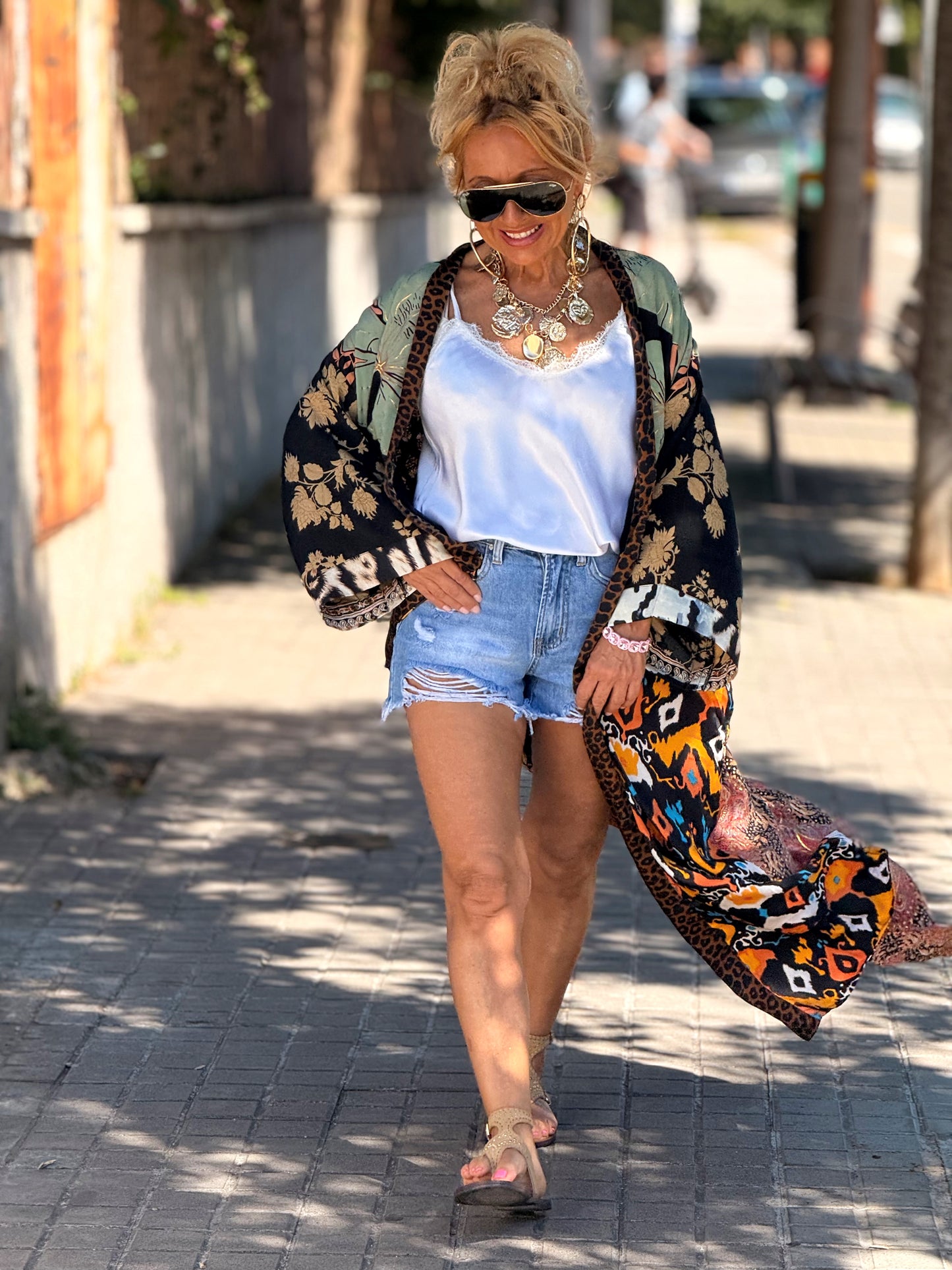 KIMONO ESTAMPADO MANGA 3/4 MULTICOLOR