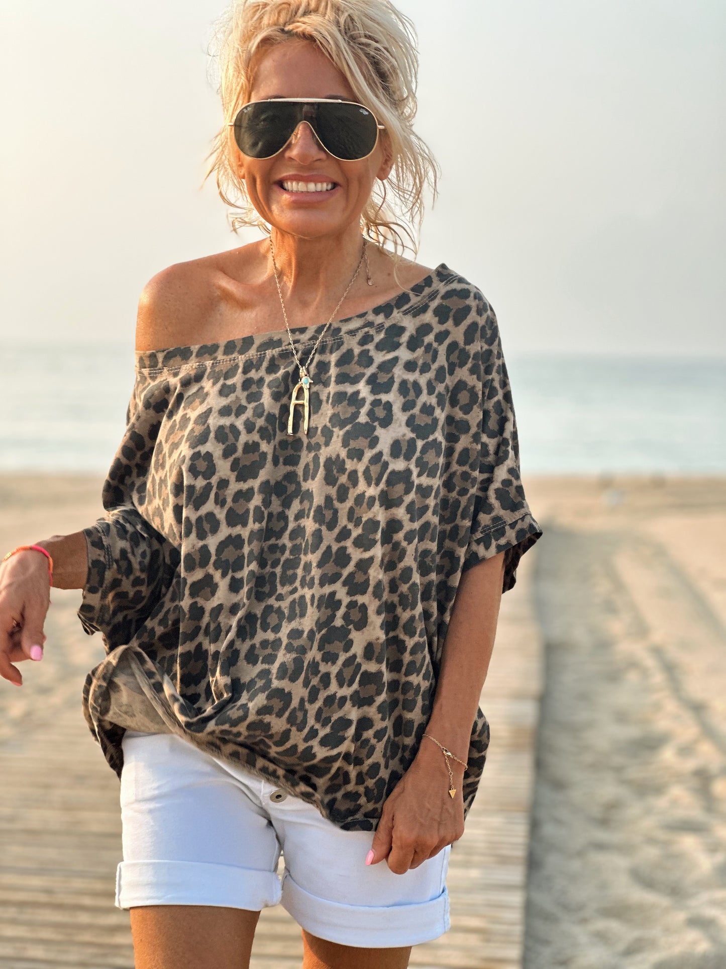 CAMISETA MANGA CORTA LEOPARDO CAMEL