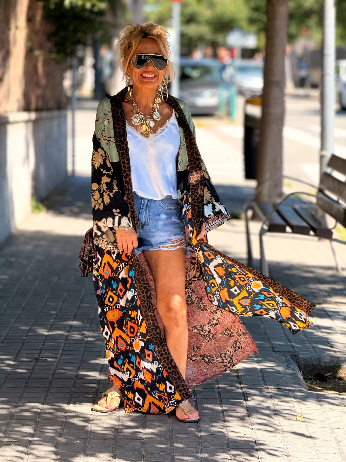 KIMONO ESTAMPADO MANGA 3/4 MULTICOLOR
