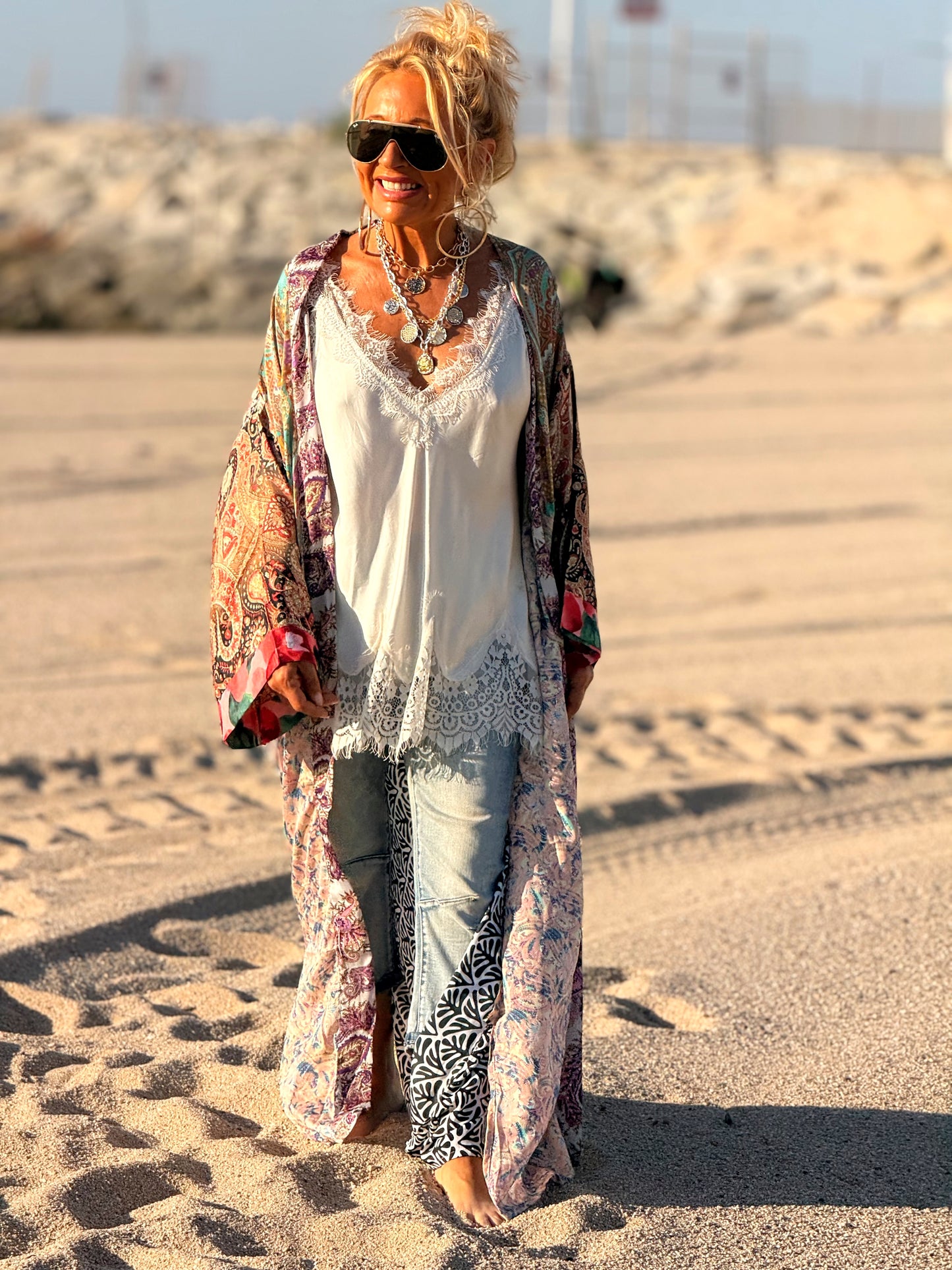 KIMONO ESTAMPADO MANGA 3/4 MULTICOLOR
