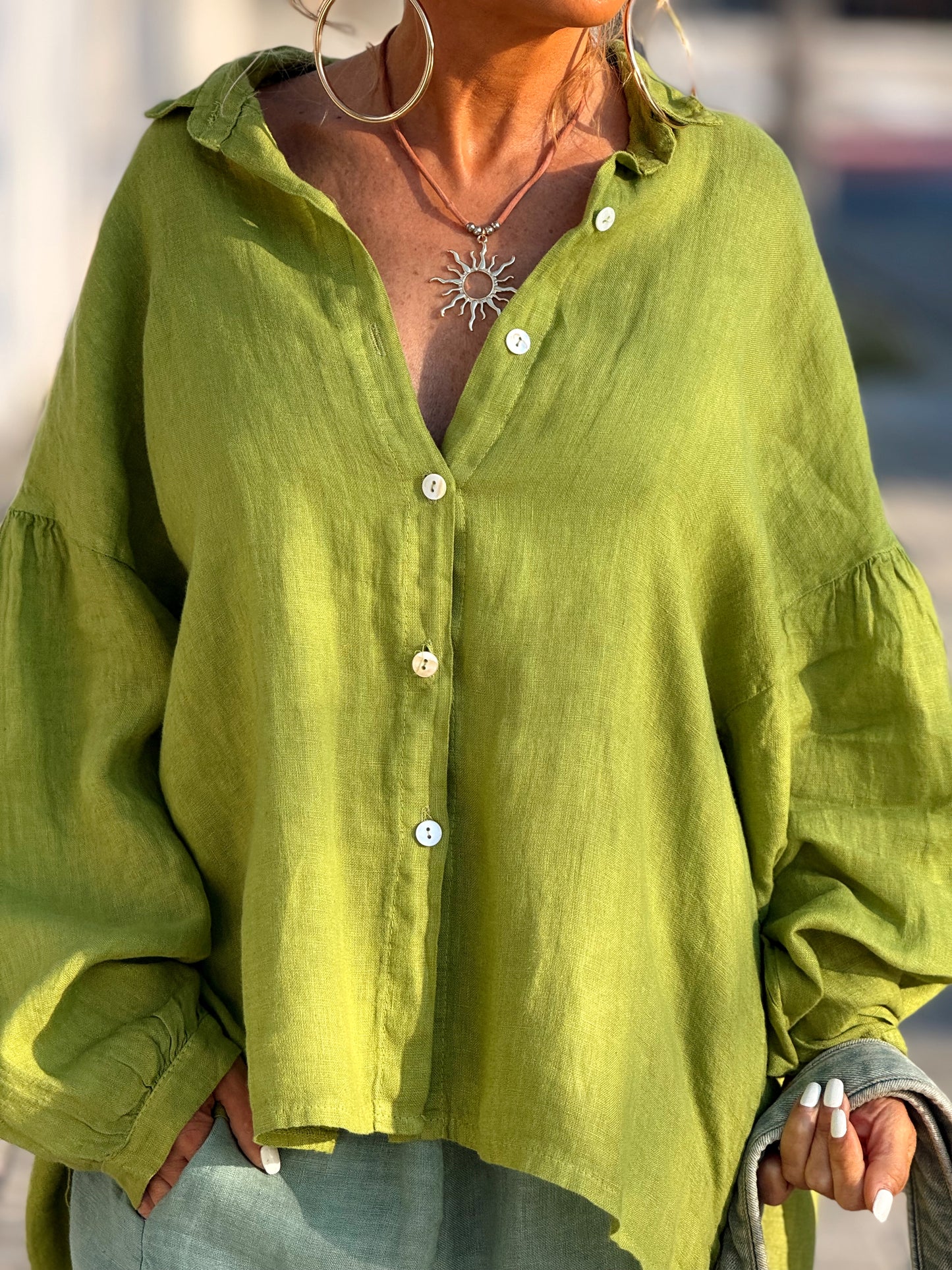 CAMISA OVERSIZE LINO LEA MULTICOLOR