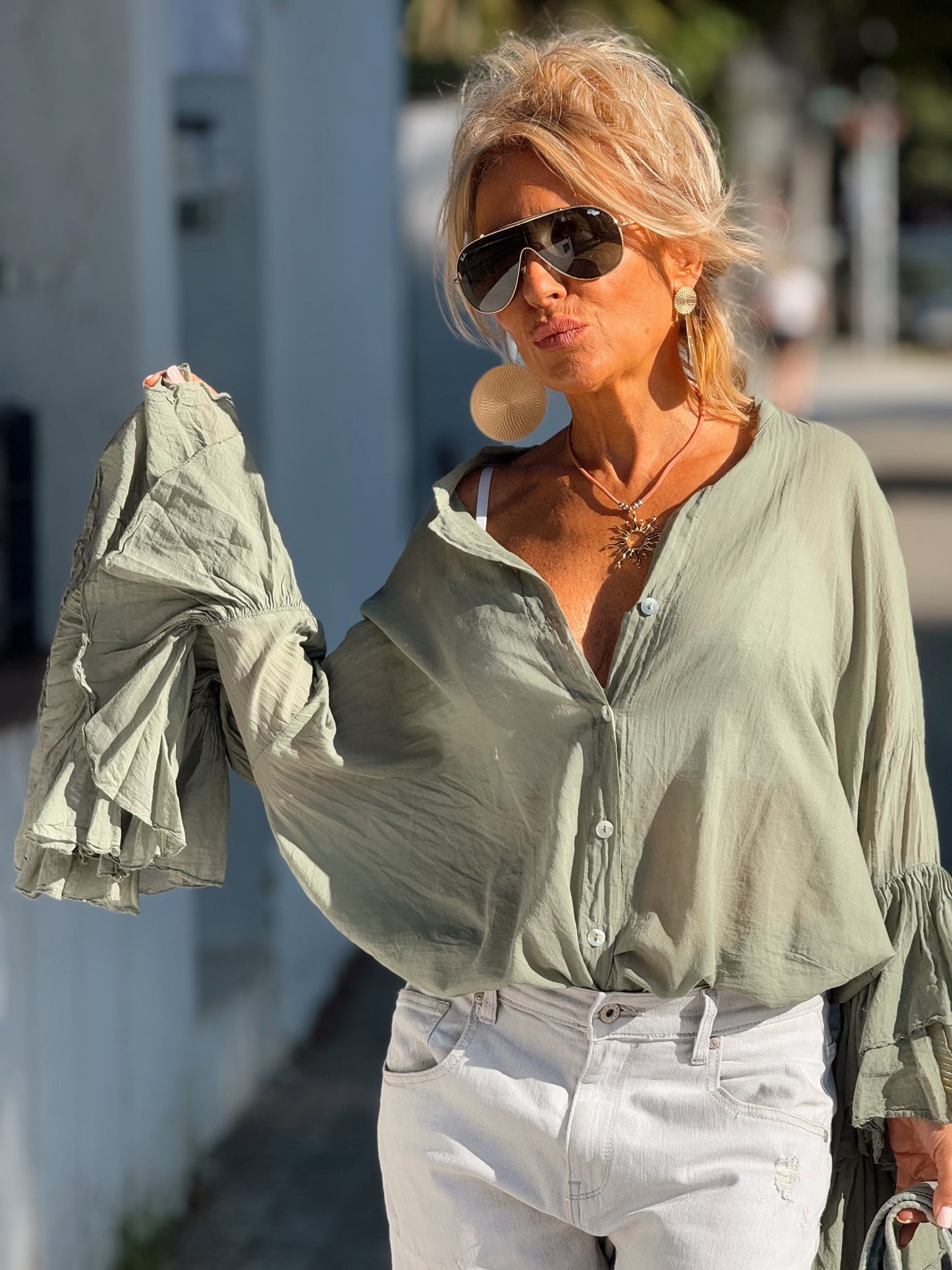 BLUSA BOHEMIAN MANGA VOLANTES KAKI