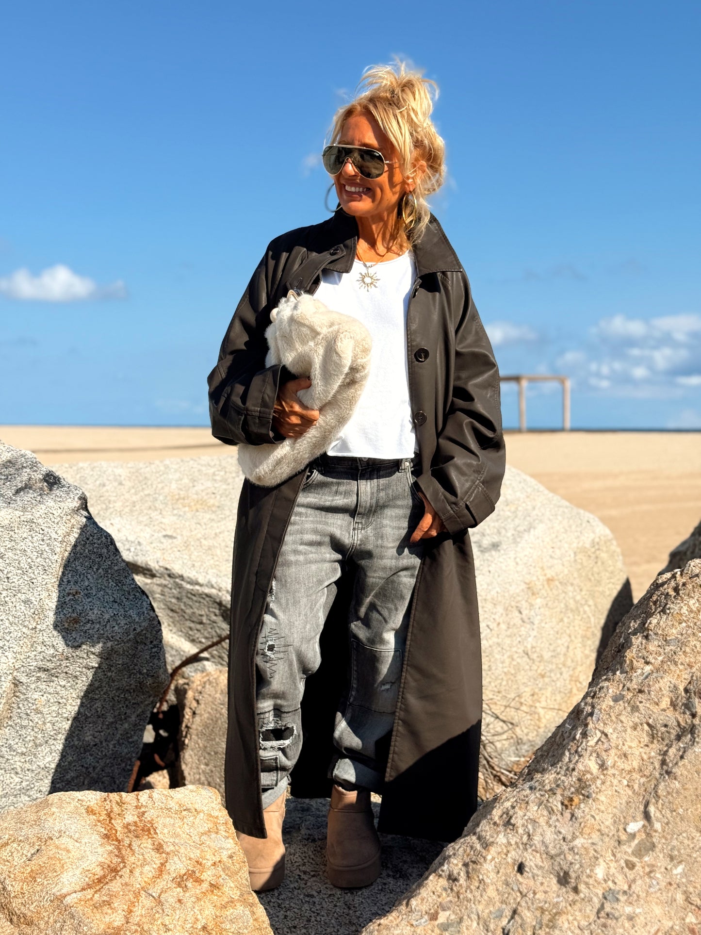 CHAQUETA LARGA POLIPIEL MULTICOLOR