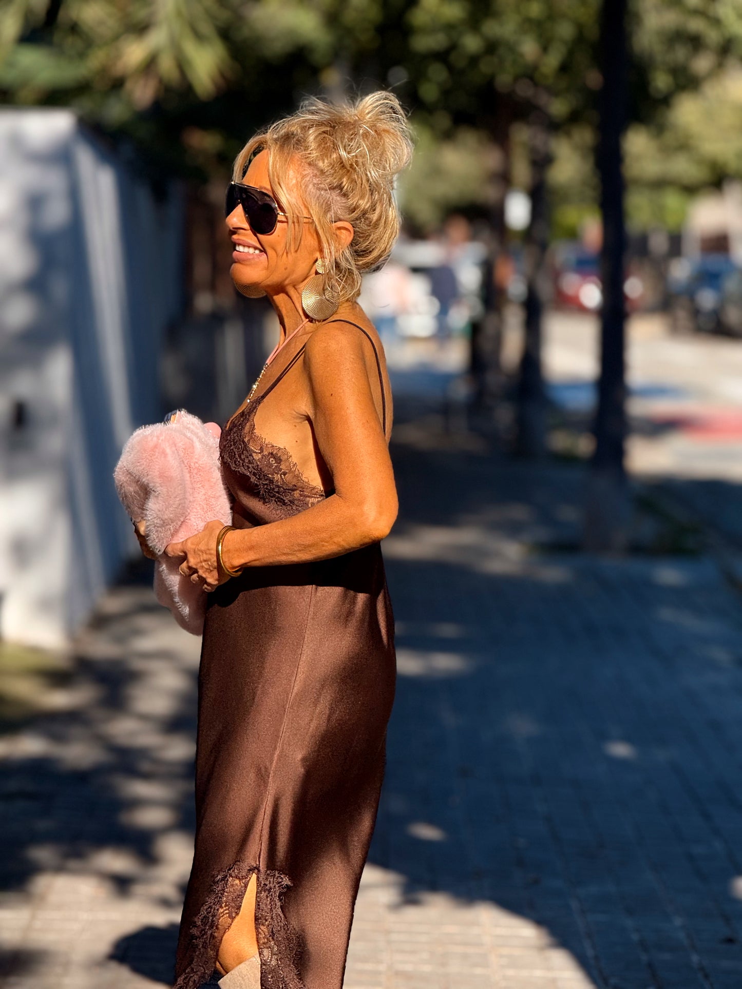 VESTIDO LENCERO LOLA MARRÓN