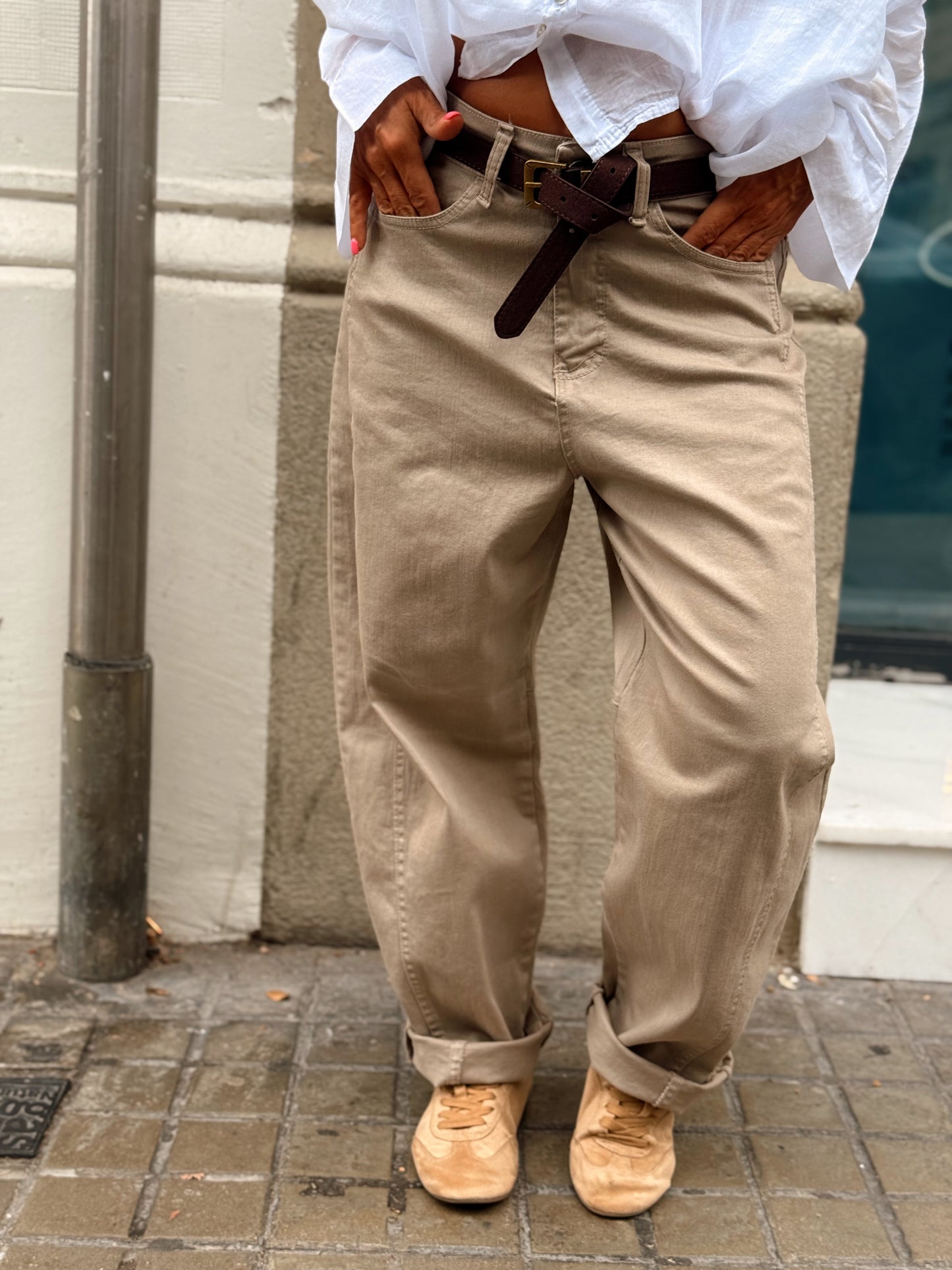 PANTALON CON CINTURÓN CAMILLE  MULTICOLOR