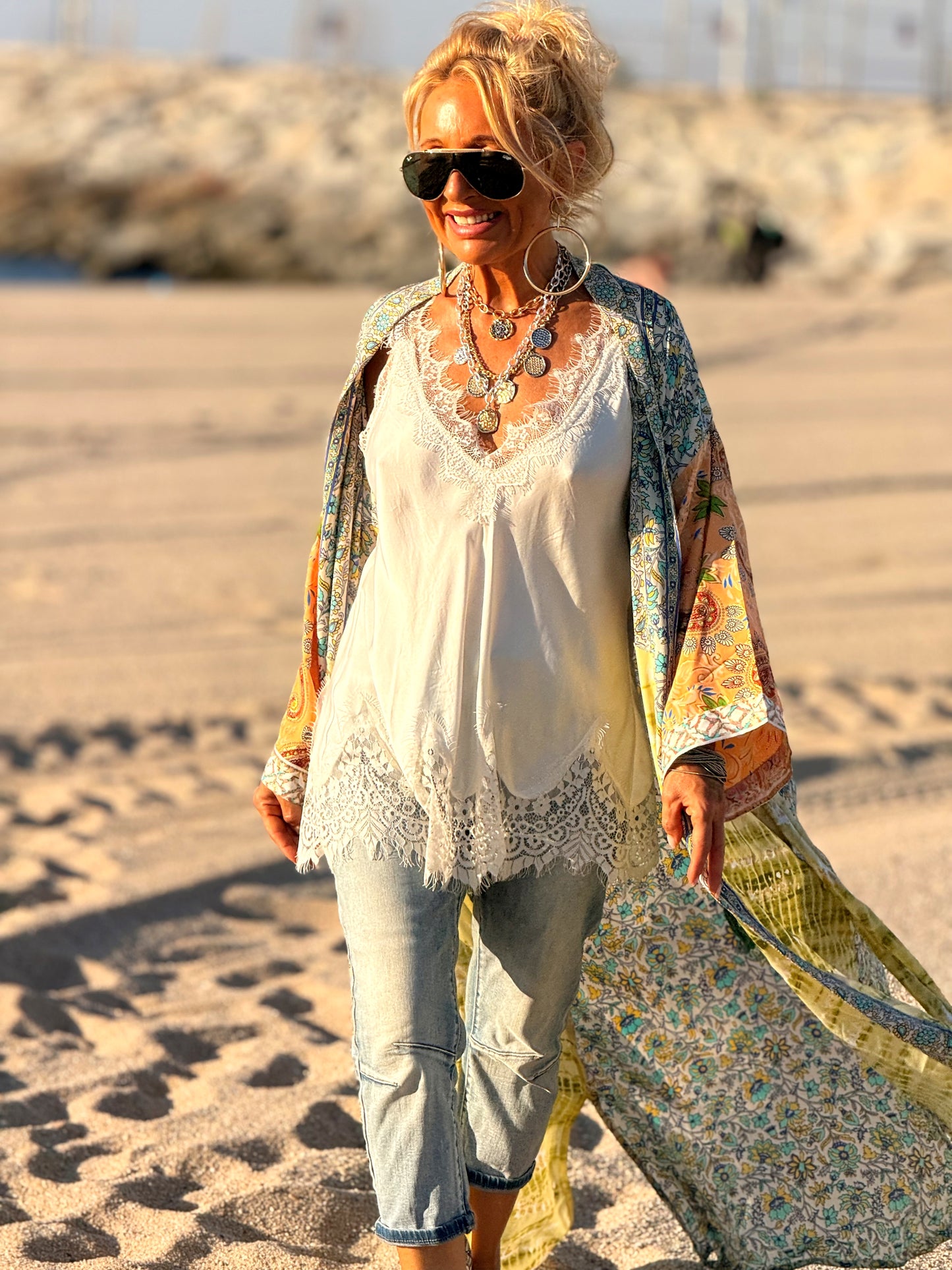 KIMONO ESTAMPADO MANGA 3/4 MULTICOLOR