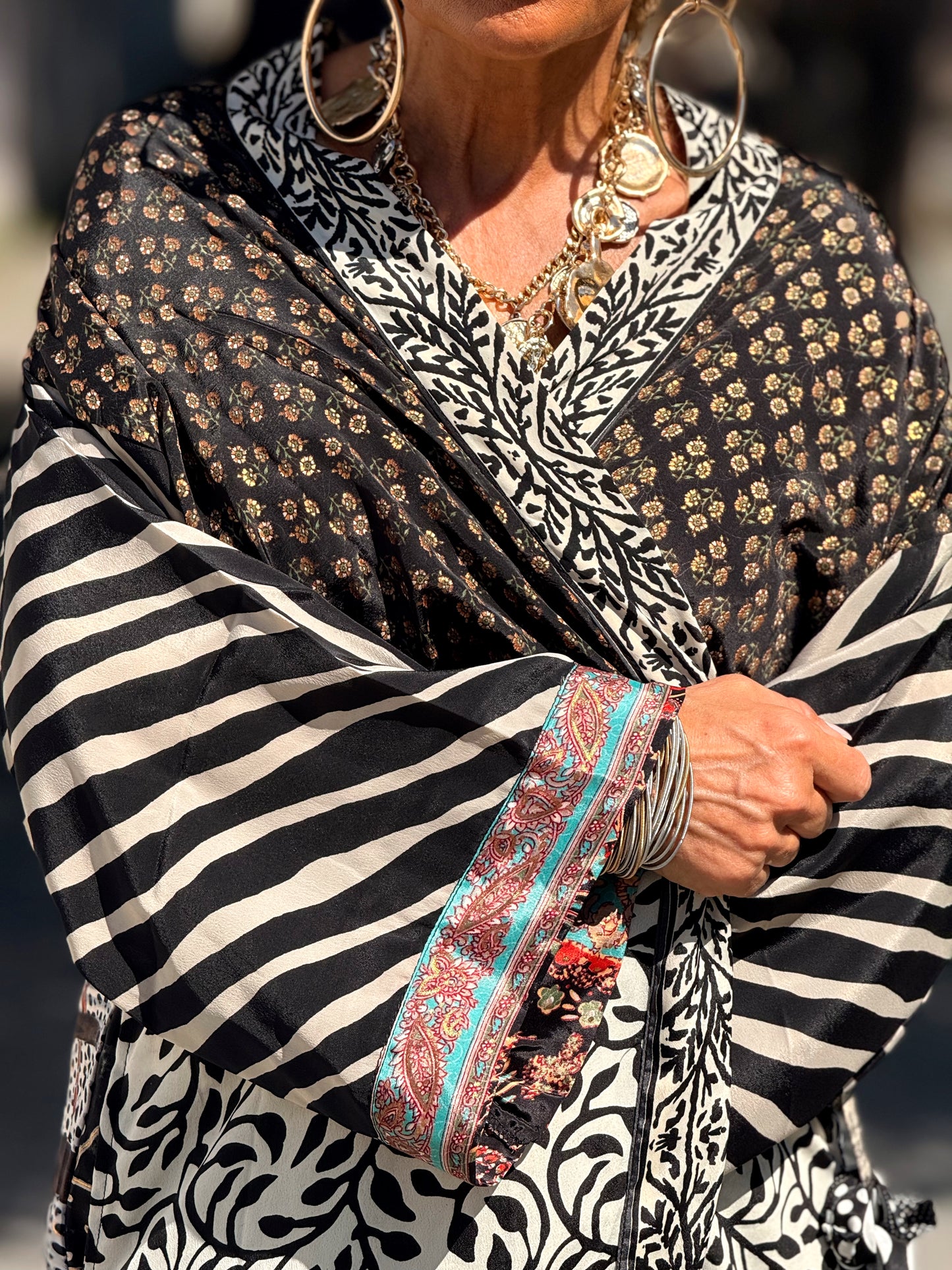 KIMONO ESTAMPADO MANGA 3/4 MULTICOLOR