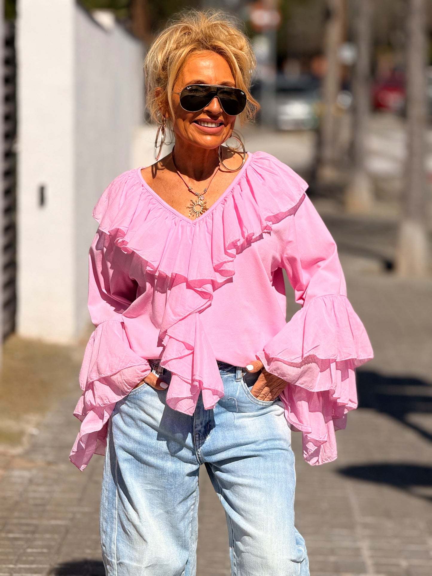 BLUSA VOLANTE MULTICOLOR