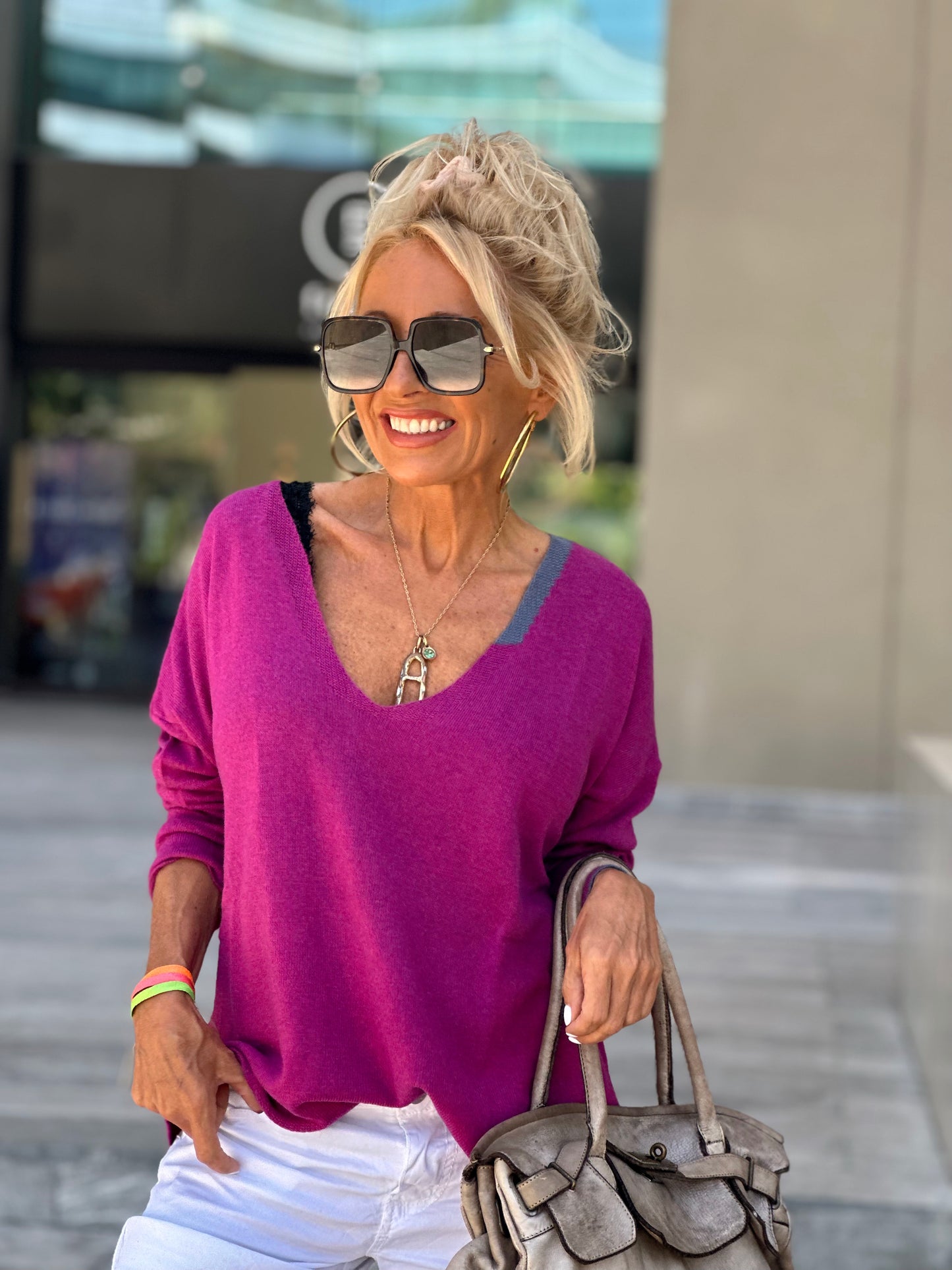 JERSEY DE PUNTO CALY FUCSIA