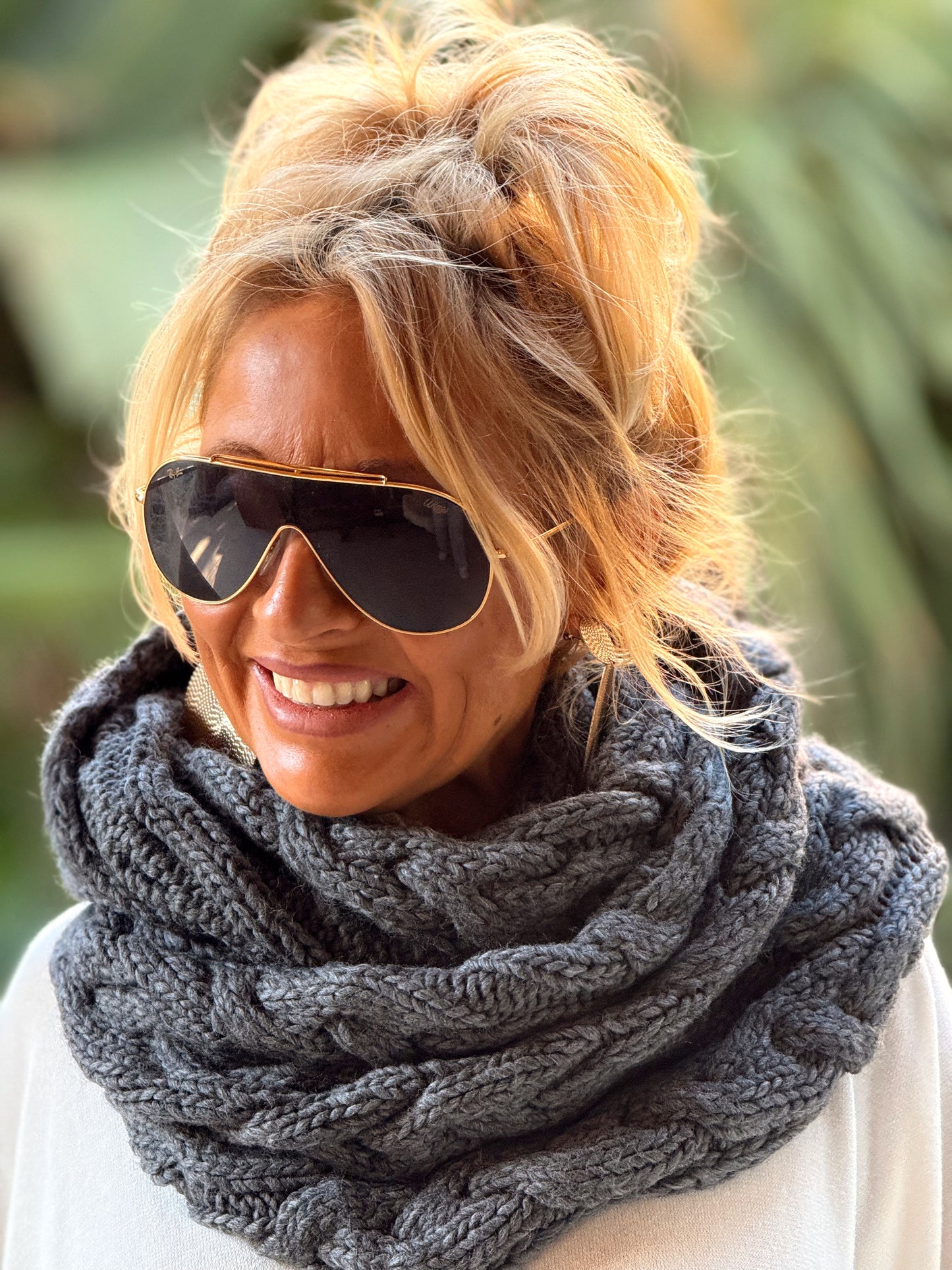 BUFANDA CUELLO DE PUNTO TRENZADO  MULTICOLOR