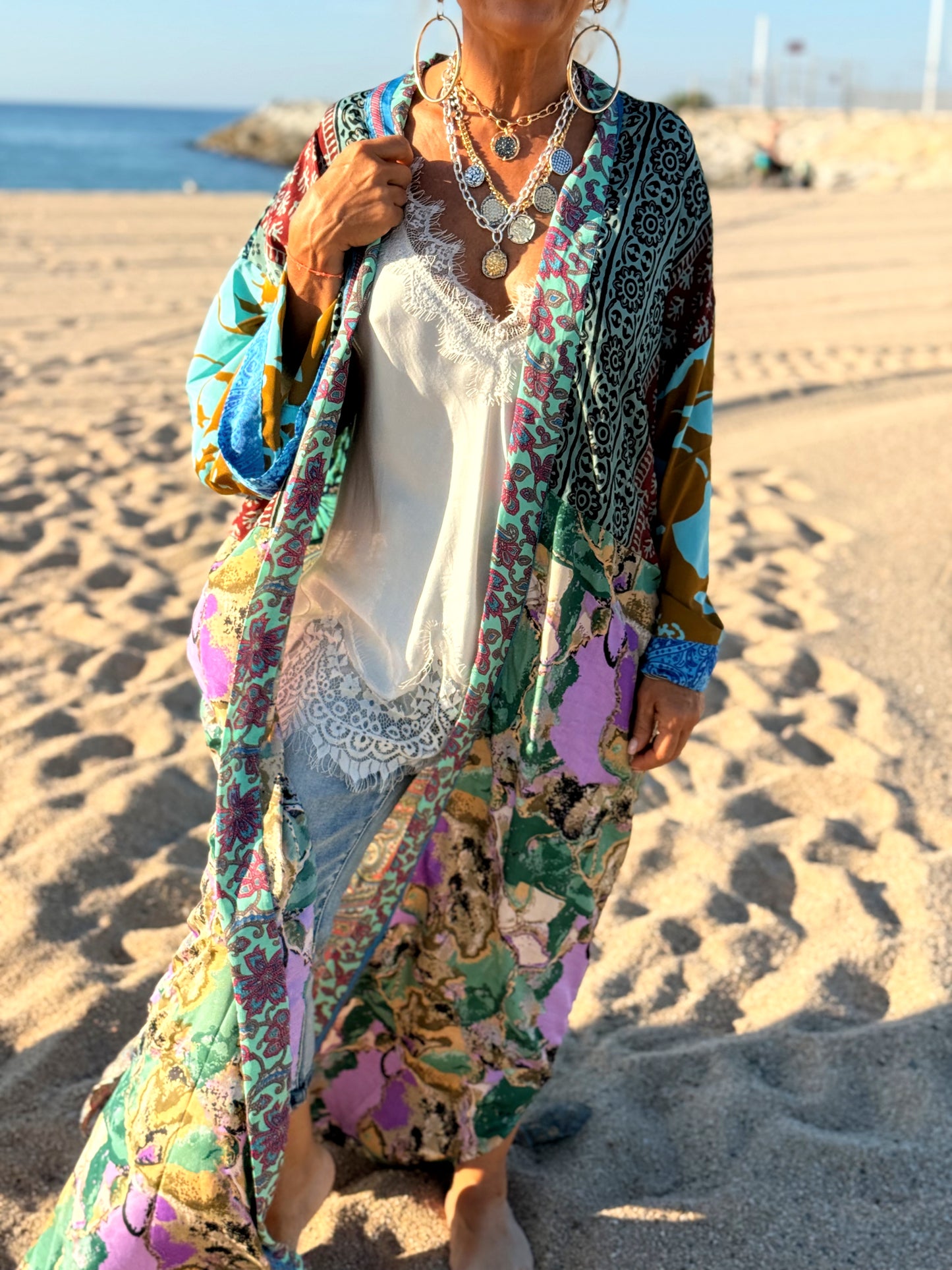 KIMONO ESTAMPADO MANGA 3/4 MULTICOLOR