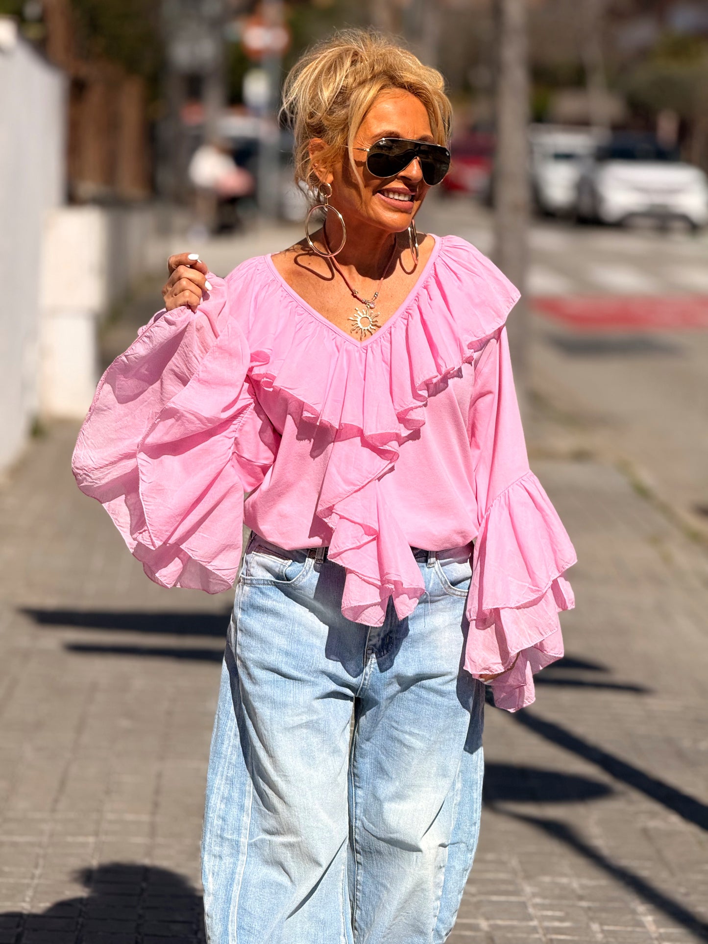 BLUSA VOLANTE MULTICOLOR